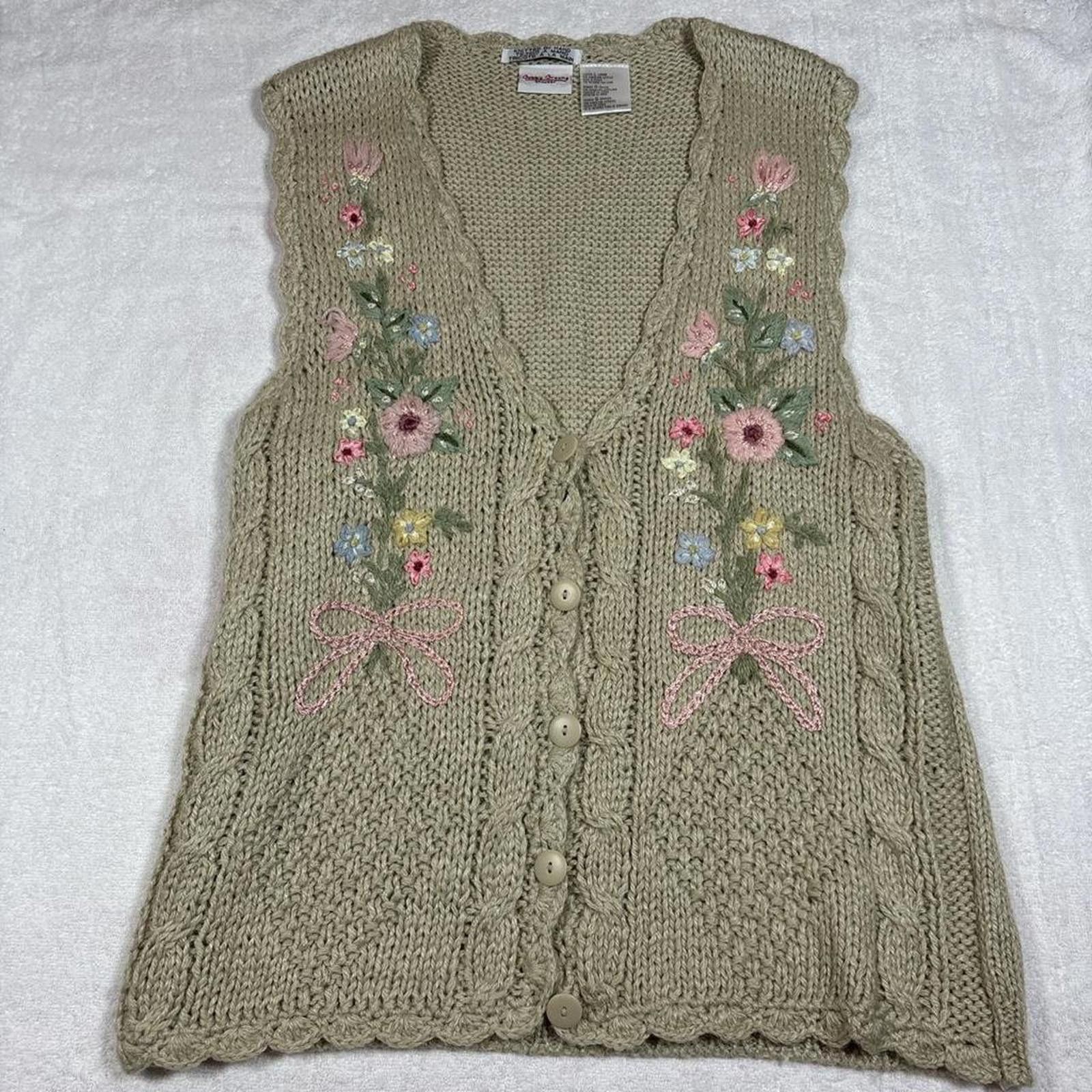 Other Vintage cottage core floral embroidered sweater vest Size L / US 10 / IT 46 - 4 Thumbnail