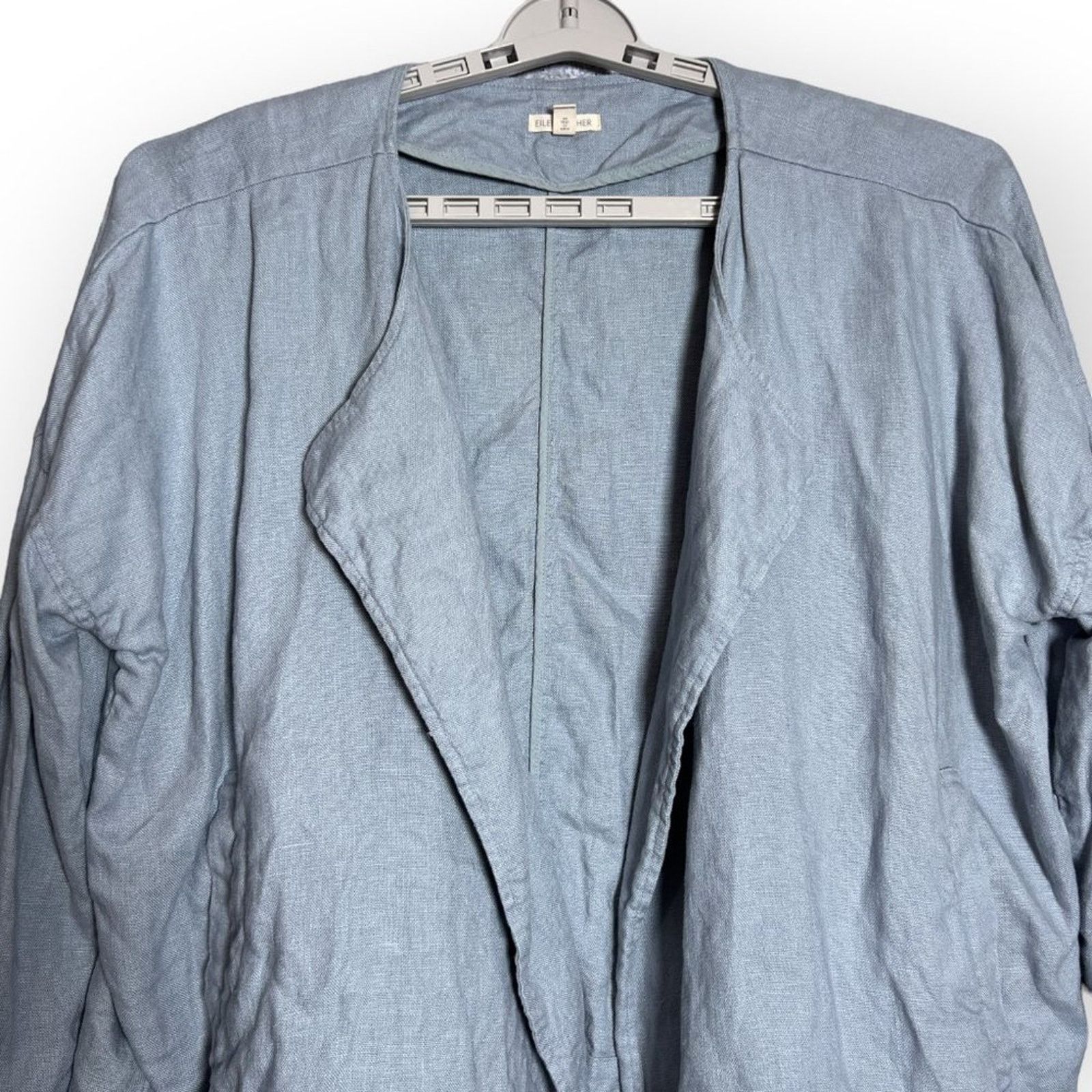 Eileen Fisher Eileen Fisher Organic Linen Blue Boxy Open Jacket Size XL Size XL / US 12-14 / IT 48-50 - 7 Thumbnail