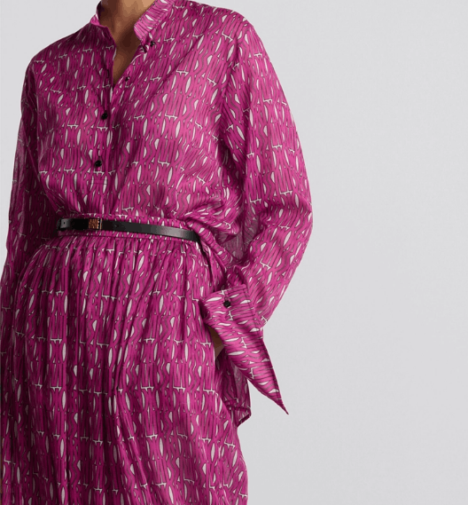 Dior o1w1db11225 451J64 Long Pleated Skirt in Fuchsia/White Size 27" / US 4 / IT 40 - 5 Thumbnail