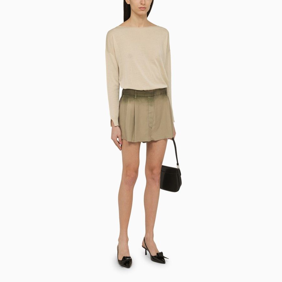 Prada o1d2blof0924 Logo Shorts in Beige Size 27" / US 4 / IT 40 - 2 Thumbnail