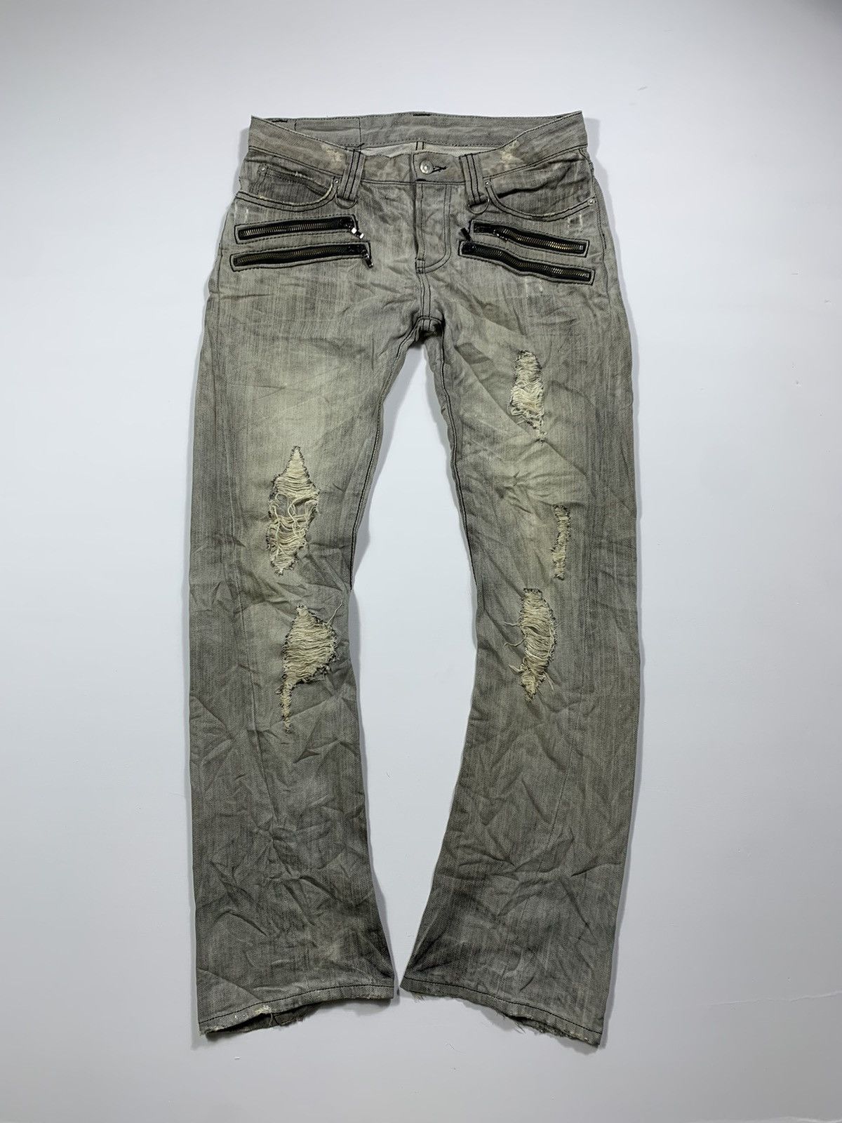 image of 14Th Addiction x Kmrii Japanese Buffalo Bobs Denim Distressed Seditionaries Punk, Men's (Size 31)