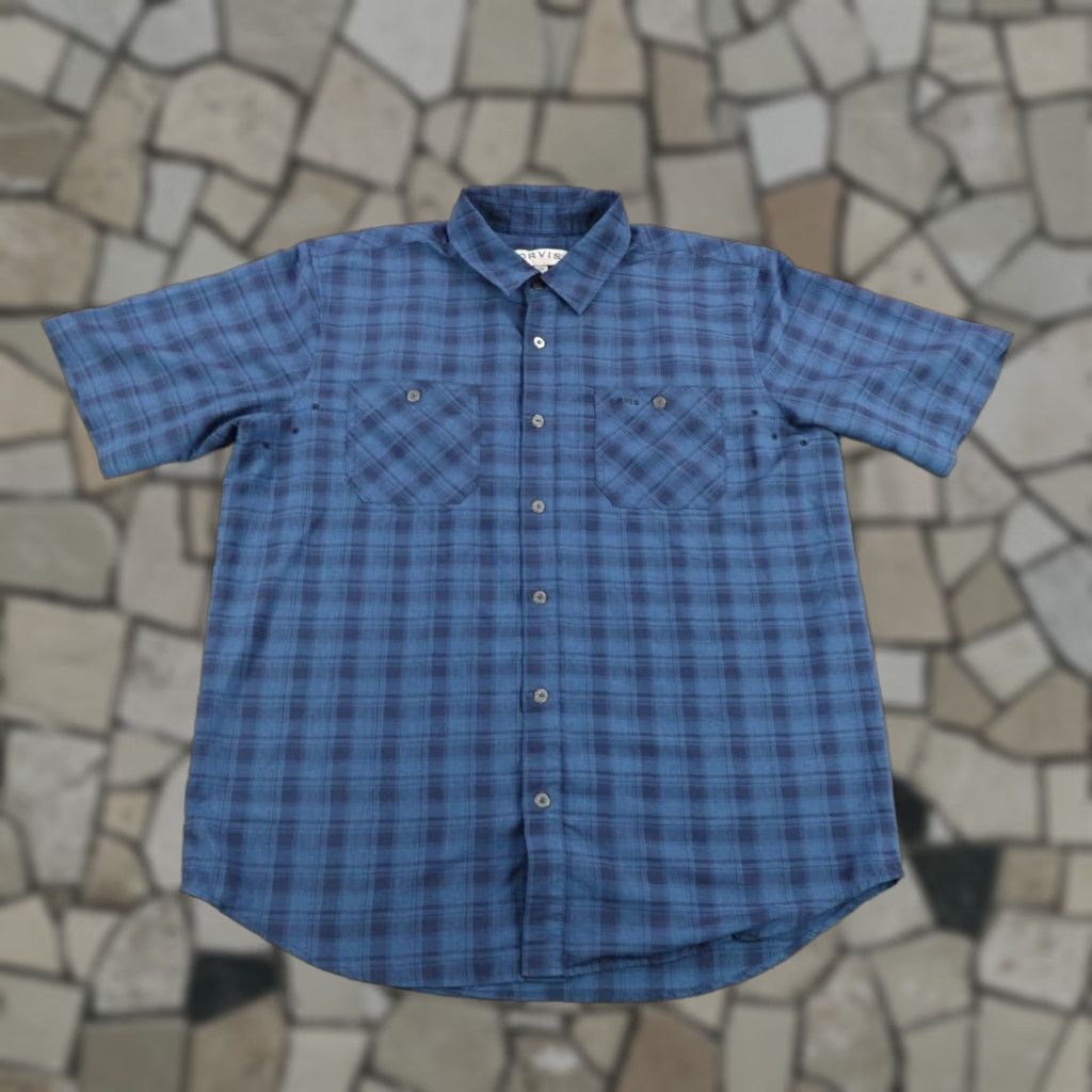 Orvis VINTAGE Orvis Shirt Mens Large Blue Plaid Tech Button Up Lightweight Fishing Camp Work Size US L / EU 52-54 / 3 - 1 Thumbnail