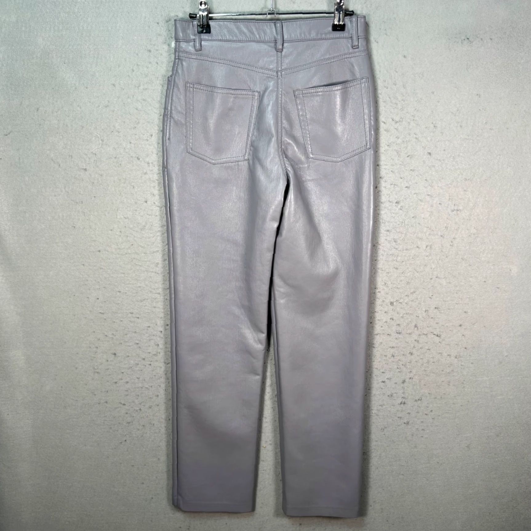 Vintage Wilfred Womens 2 Gray Faux Leather High-Rise Straight-Leg Pants Shirt Size 26" / US 2 / IT 38 - 2 Thumbnail