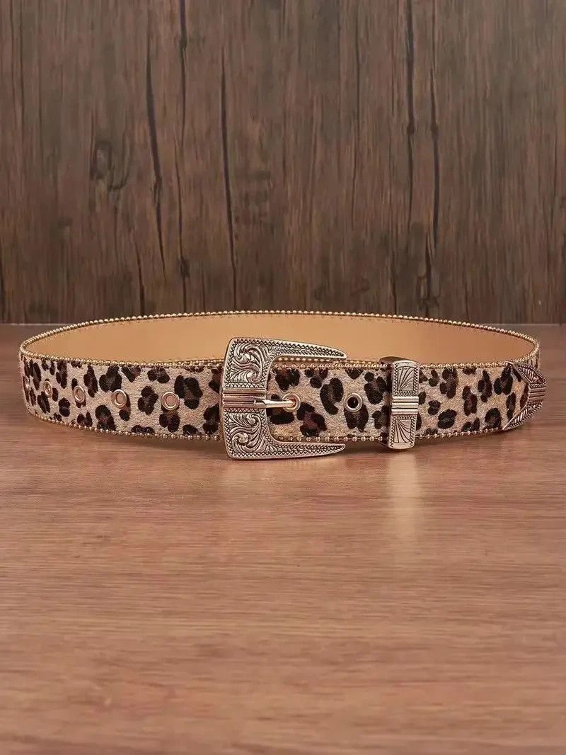 Japanese Brand 112 cm 2000s style leopard cheetah print belt Size ONE SIZE - 4 Thumbnail
