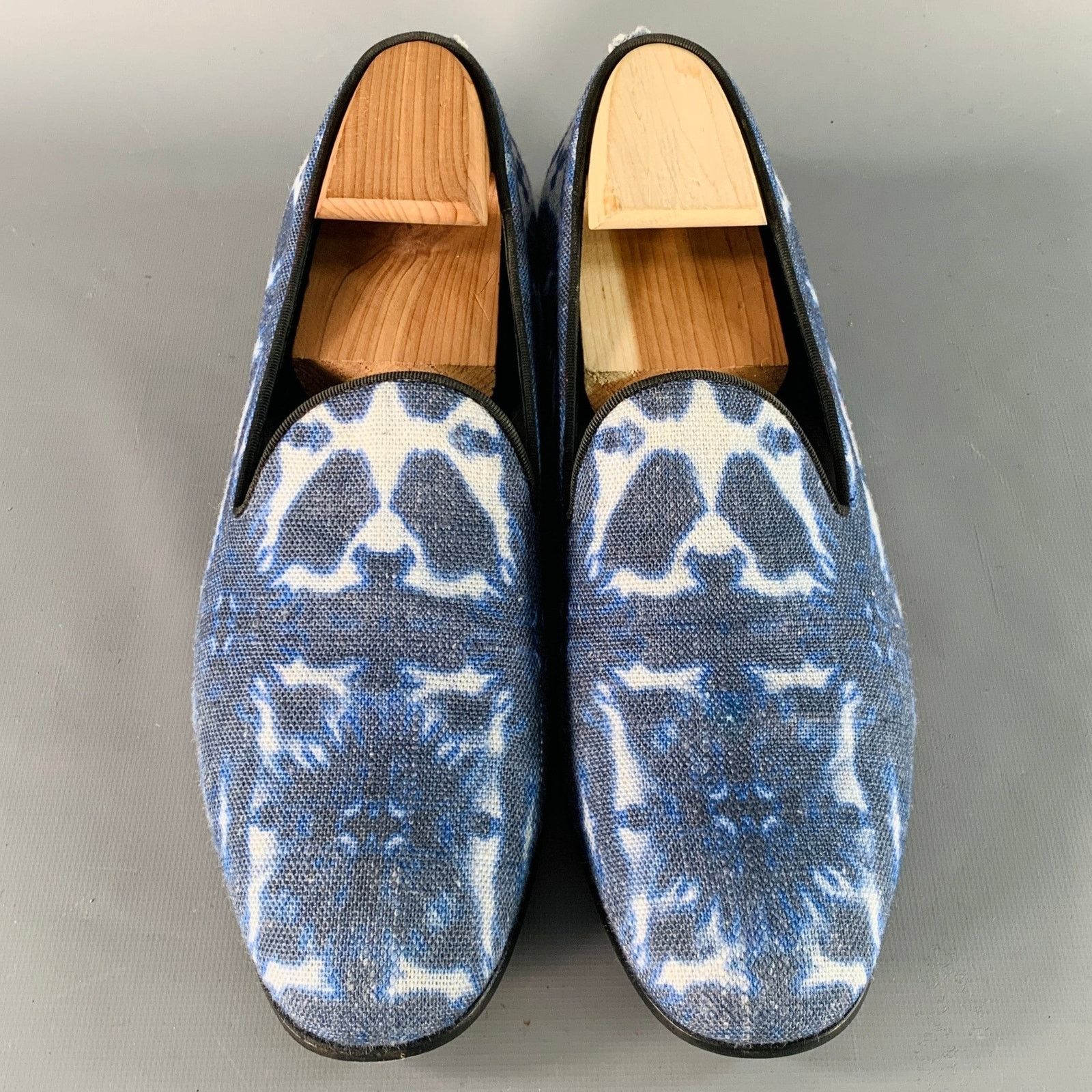 Giorgio Armani Size 10.5 Blue White Tie Dye Canvas Slip On Loafers Size US 10.5 / EU 43-44 - 4 Thumbnail