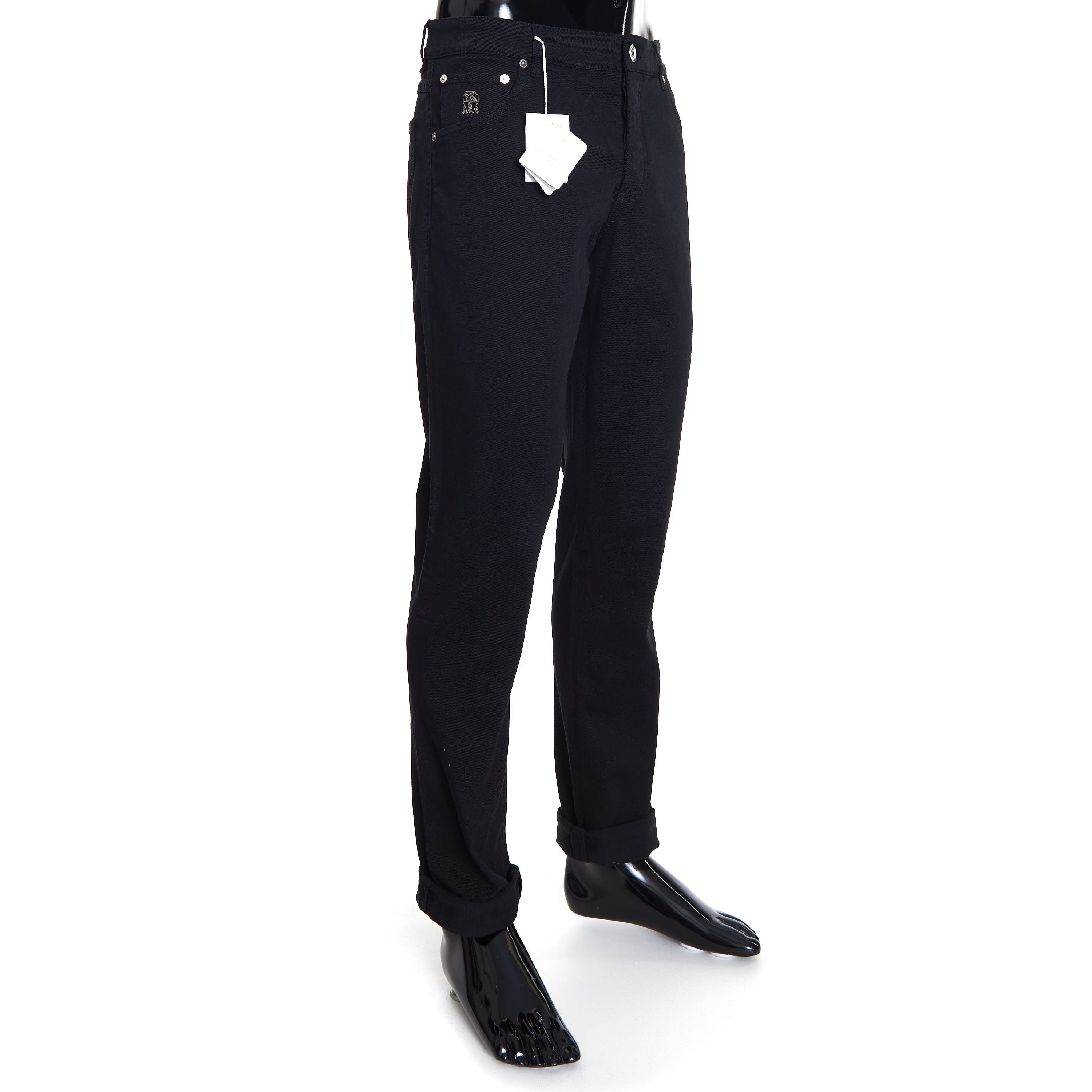 Brunello Cucinelli Black Stretch Denim Trousers - Slim Fit, Five-Pocket Size US 42 / EU 58 - 3 Thumbnail