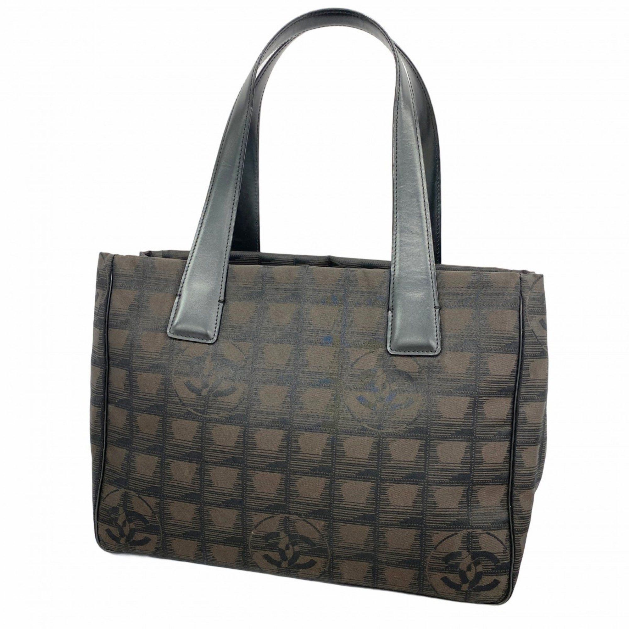 Chanel Tote Bag New Travel Nylon Dark Brown Black Women's