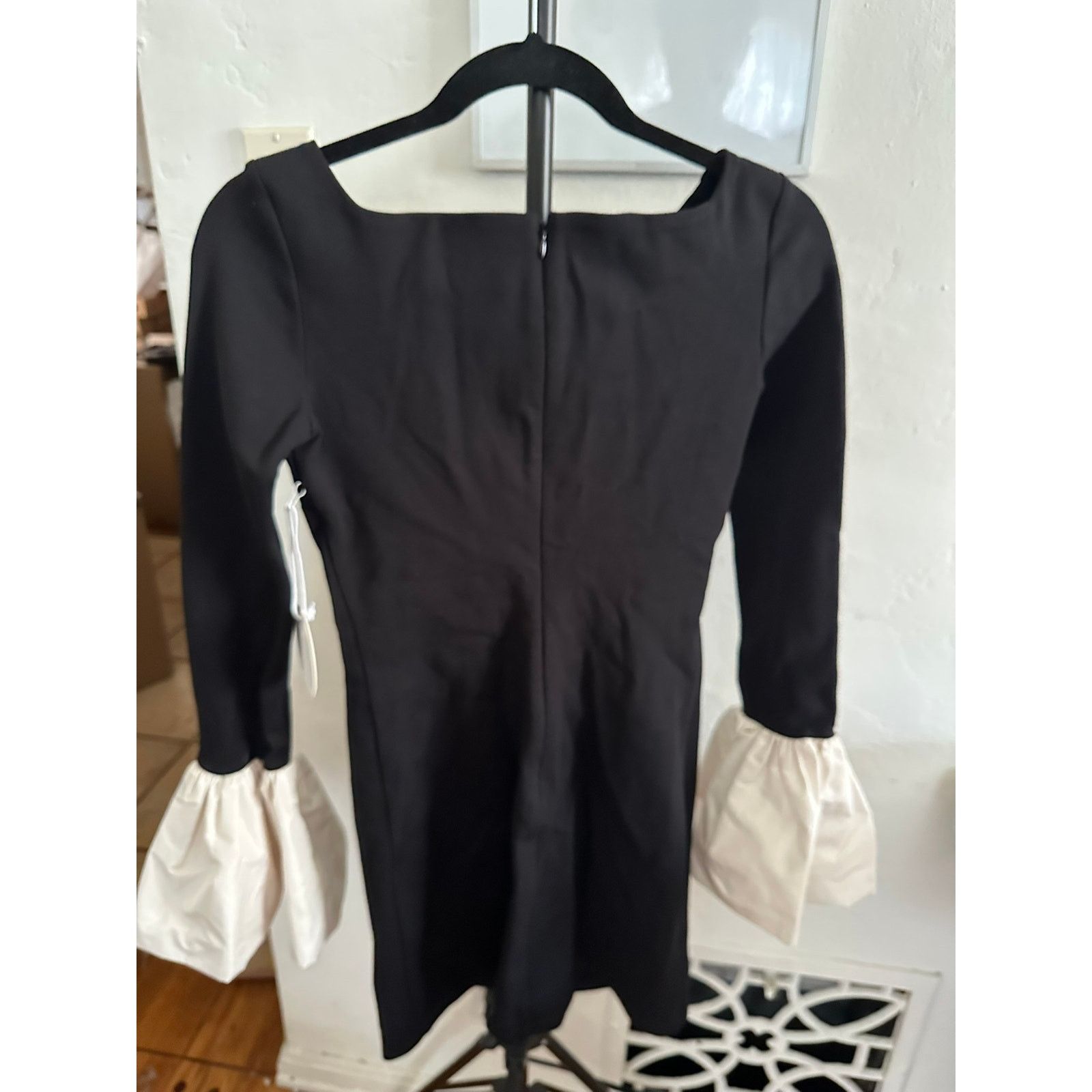 Staud STAUD Hawthorne Taffeta-Trimmed Mini Dress Black XS Size XS / US 0-2 / IT 36-38 - 2 Thumbnail
