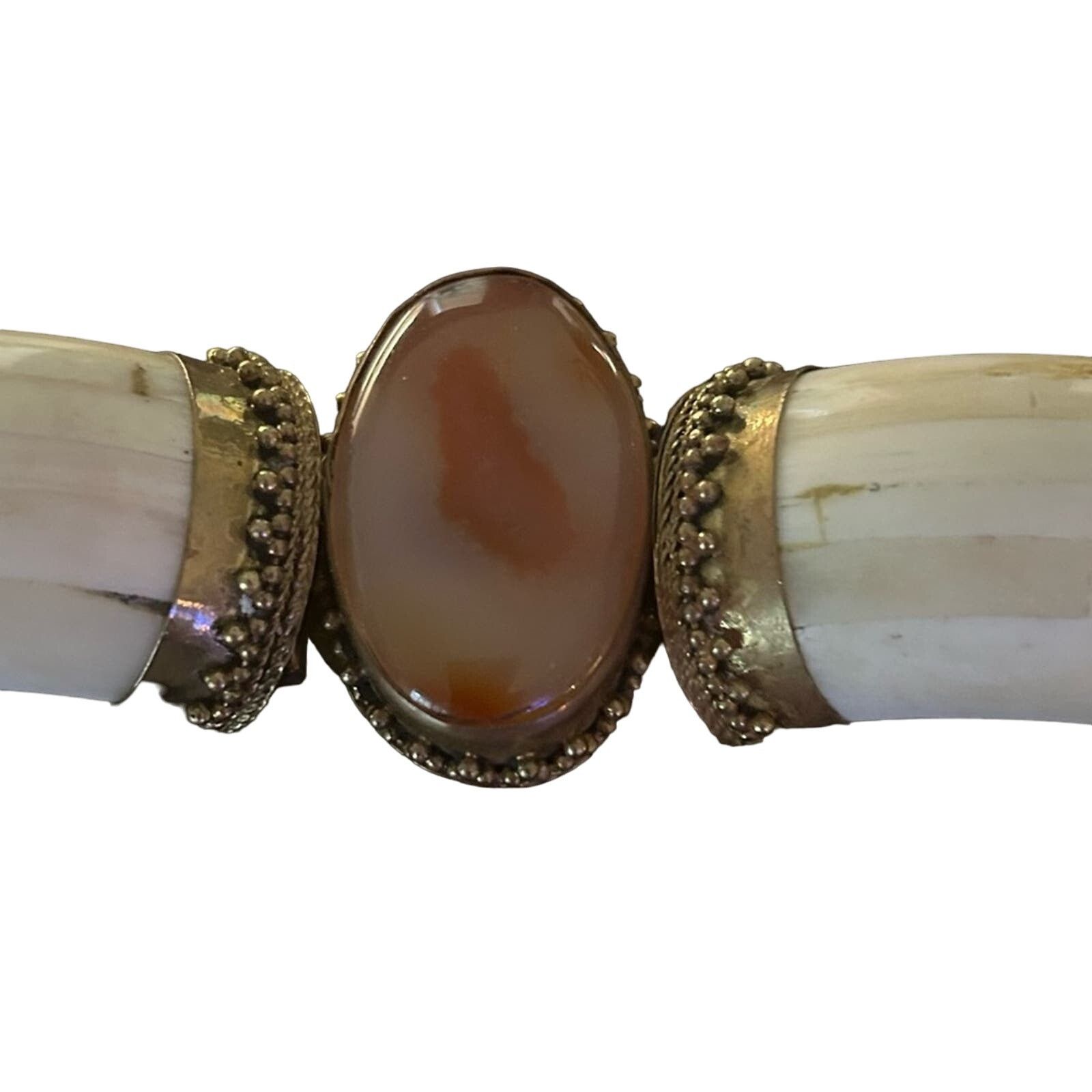 Other Agate bone bangle brass closure Indian Bohemian Hippie chic Size ONE SIZE - 3 Thumbnail