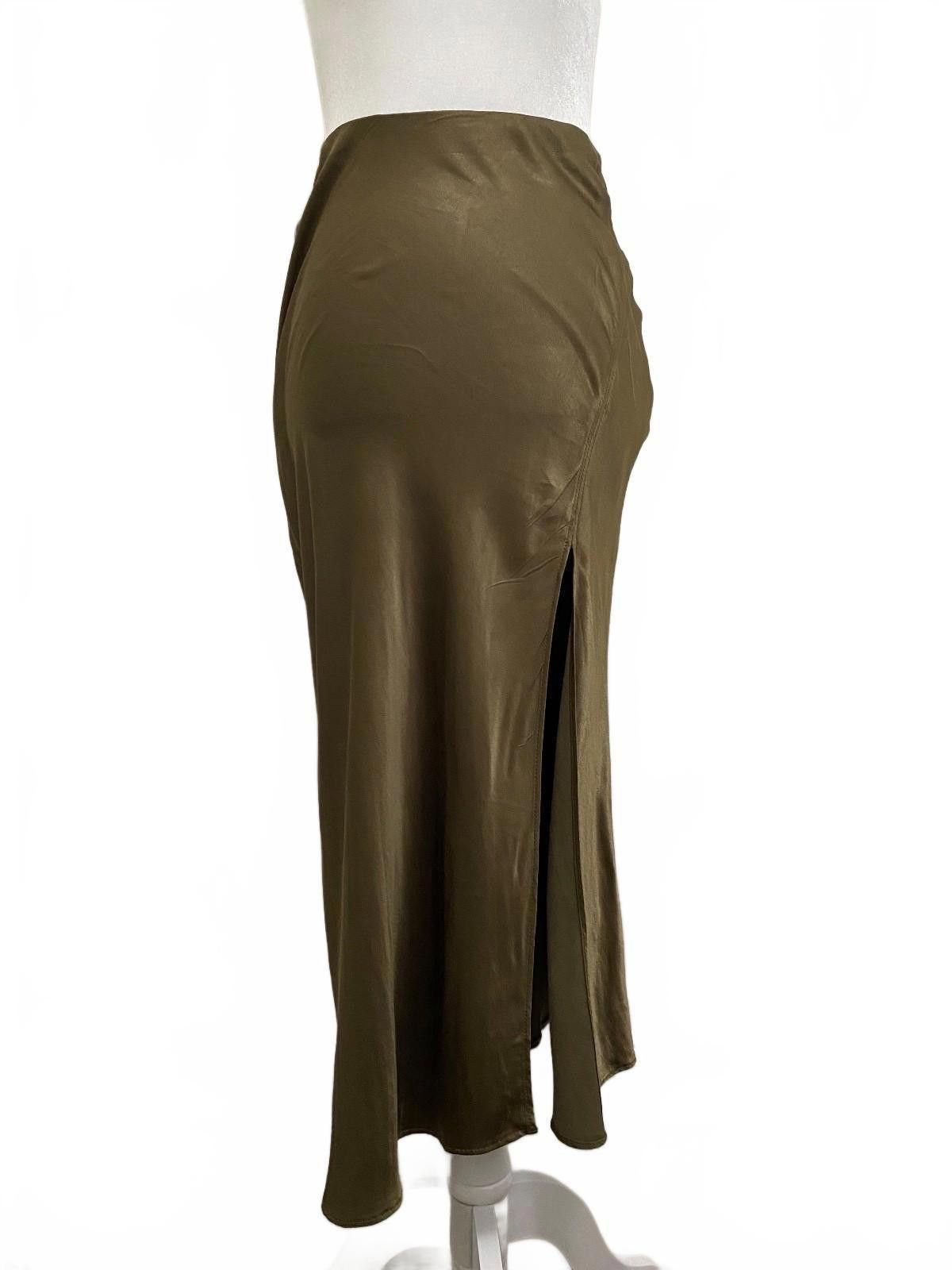 Other SOCIALITE Bias Cut Satin Skirt in Olive (SMALL) Size 28" / US 6 / IT 42 - 2 Thumbnail