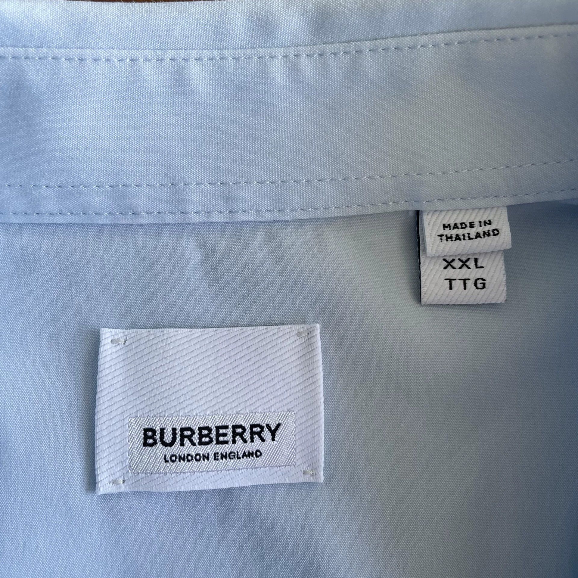 Burberry Burberry male blue solid point collar LS shirt XXL Size US XXL / EU 58 / 5 - 5 Thumbnail