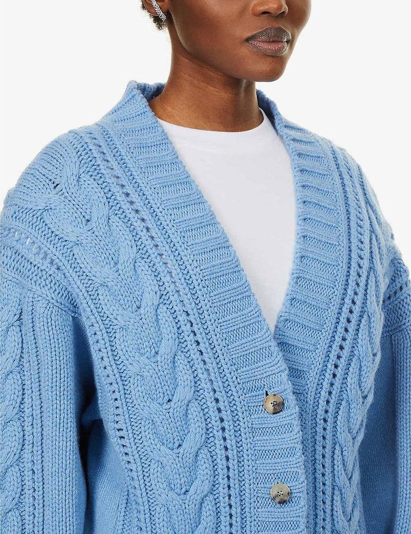 Alexander McQueen Alexander McQueen Jumper Womens Blue Cable Wool 100% Size M / US 6-8 / IT 42-44 - 3 Thumbnail