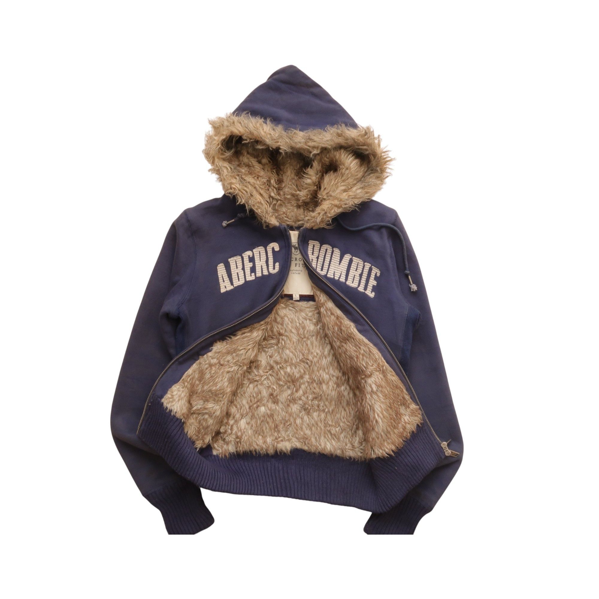 Abercrombie & Fitch Vintage Y2K Abercrombie & Fitch Zip Fur Hoodie Big Spell Out Size US M / EU 48-50 / 2 - 2 Thumbnail