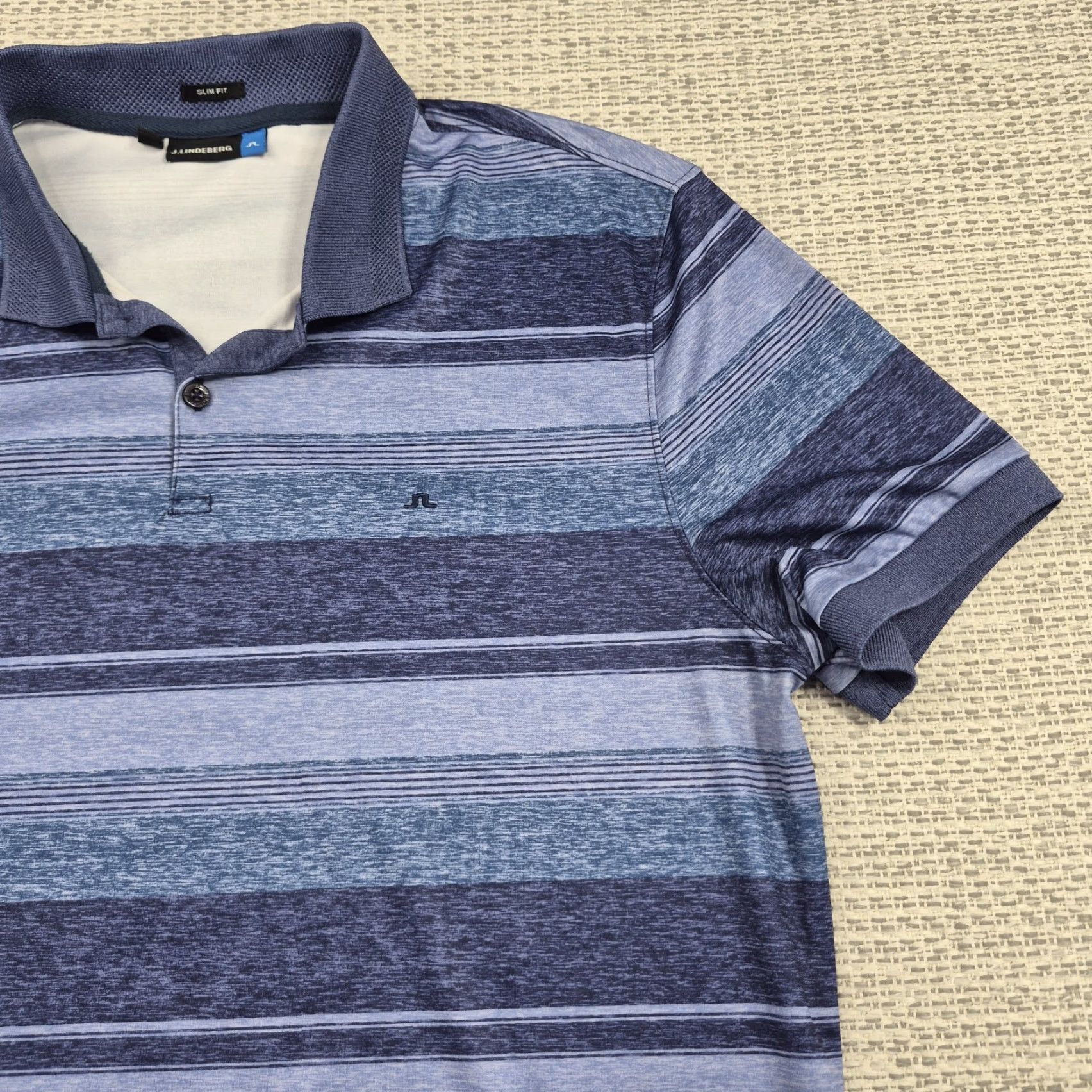 J.Lindeberg J.Lindeberg Polo Shirt Mens Large M Mason Blue Striped Tech Polo Size US L / EU 52-54 / 3 - 3 Thumbnail