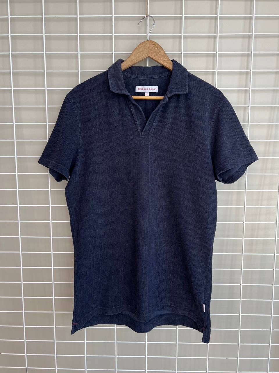 Orlebar Brown Terry Verti Polo Shirt Mens Size L Navy Blue