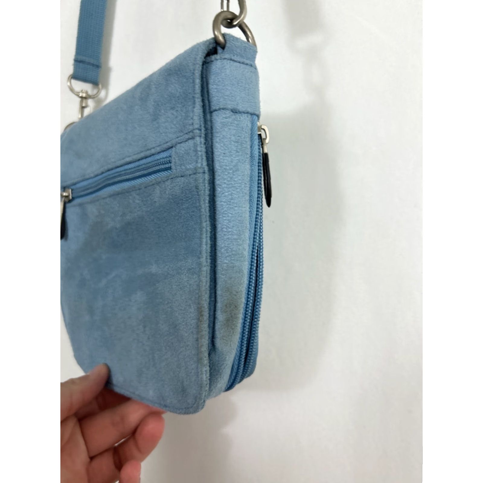 Vintage Travelon Blue Microfiber Suede Feel Organizer Shoulder Bag Travel Crossbody Size ONE SIZE - 2 Thumbnail