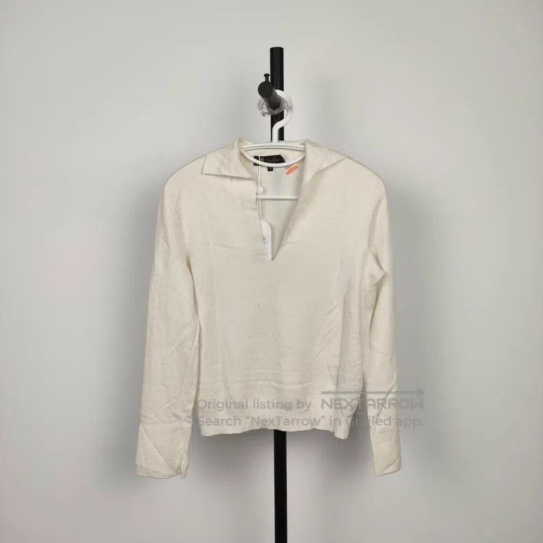 Loro Piana Loro Piana Wool Solid V-Neck Sweater - White Size XS / US 0-2 / IT 36-38 - 1 Thumbnail