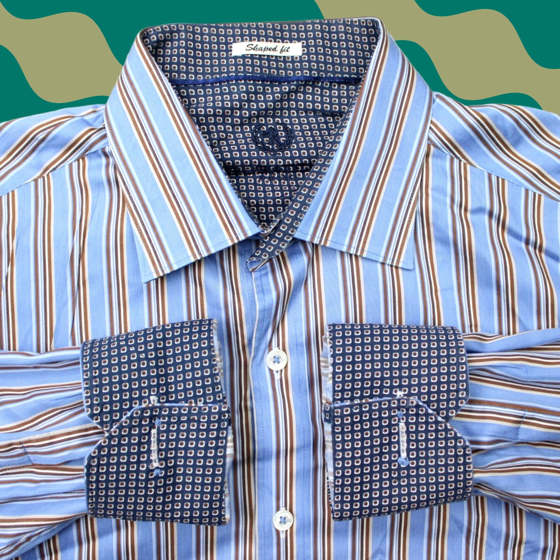 BUGATCHI Bugatchi Shirt Mens Large Blue Striped Button-Up Long Sleeve Cotton Shirt Size US L / EU 52-54 / 3 - 1 Thumbnail