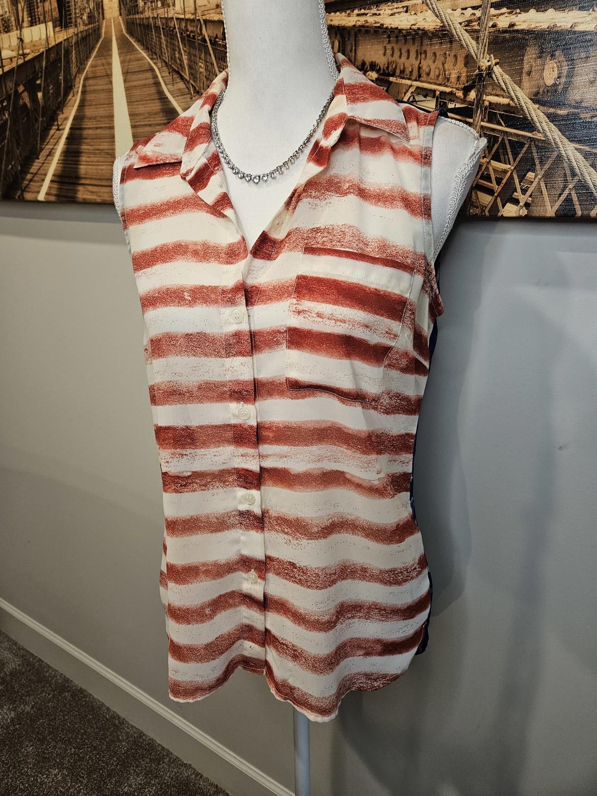 Designer Jessica Simpson Stars and Stripes Sleeveless Top Size M / US 6-8 / IT 42-44 - 2 Thumbnail