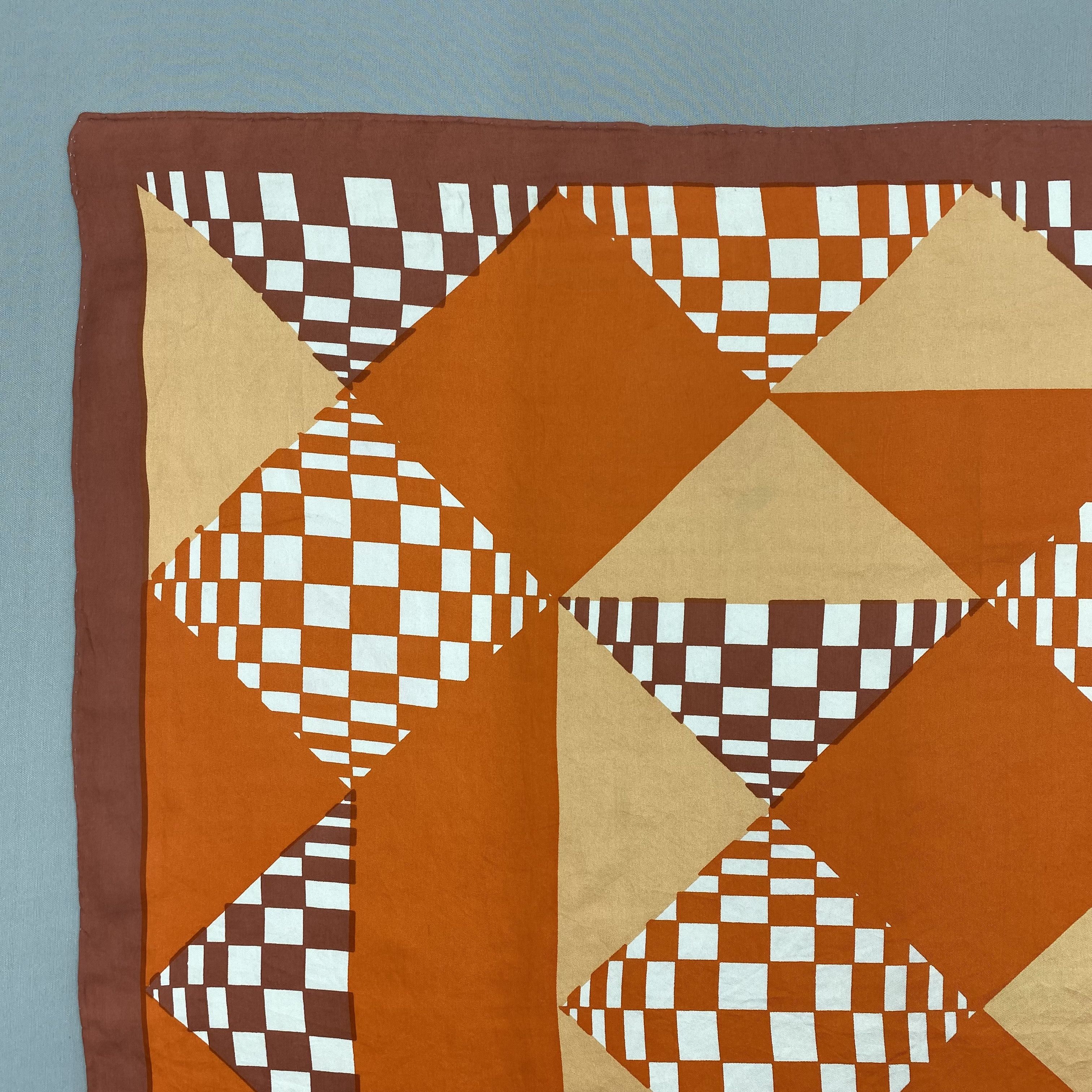 Japanese Brand Vintage Geometric Quilt SILK Scarf Twill Stole Wraps Scarves Size ONE SIZE - 7 Thumbnail