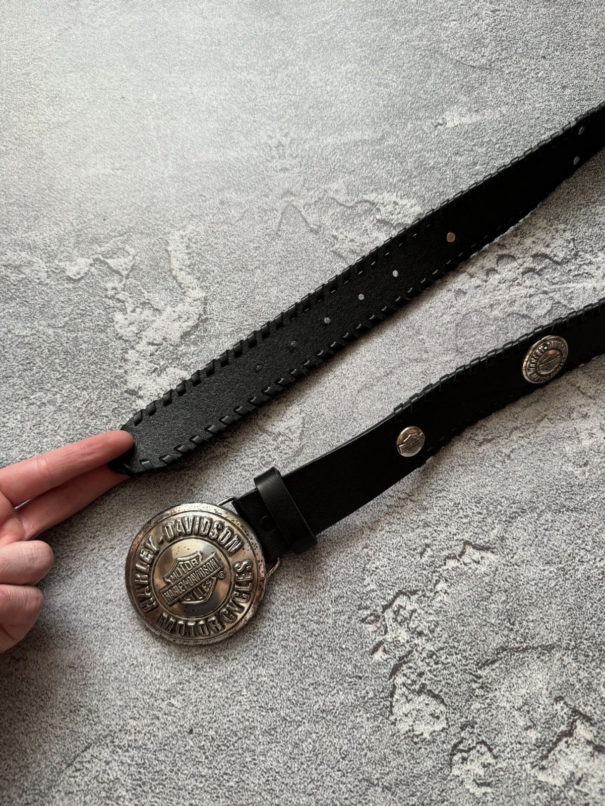 Harley Davidson × Vintage Harley Davidson studded rhinestones leather belt gothic Size ONE SIZE - 14 Thumbnail