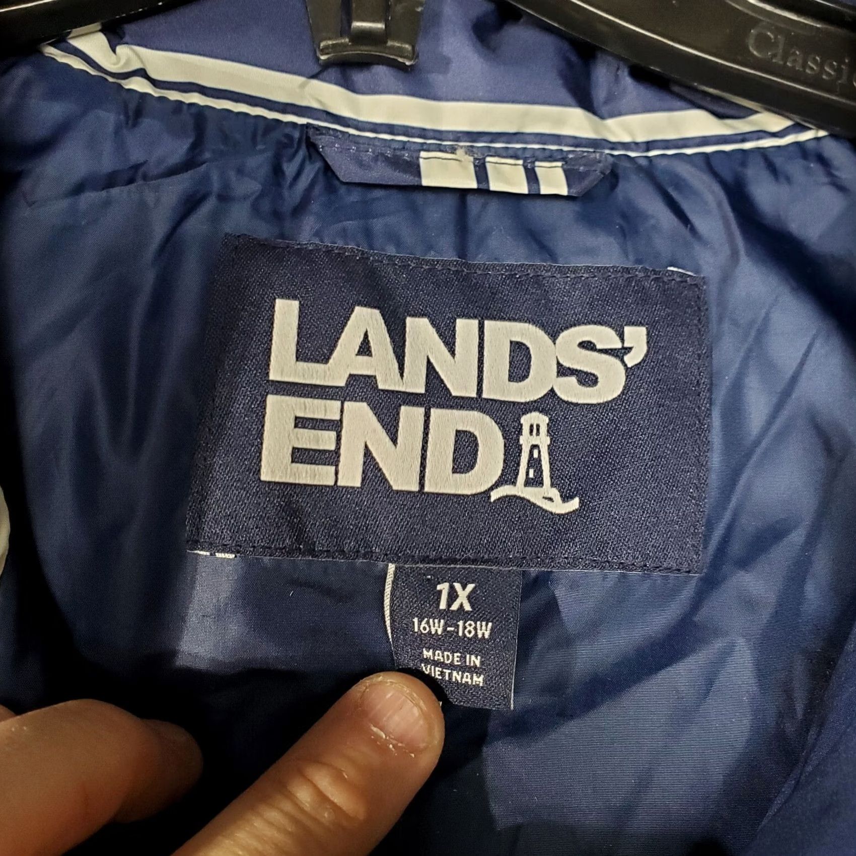 Lands' End Lands End Down Puffer Vest Womens 1X Blue White Striped 600 Fill Outdoor Classic Size XL / US 12-14 / IT 48-50 - 5 Thumbnail