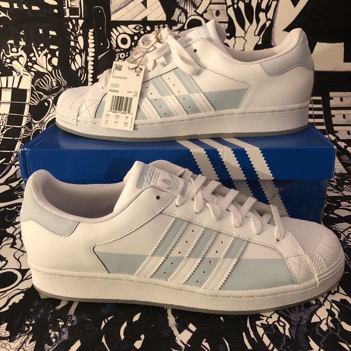 image of NWT Adidas Superstar Split White / Halo Blue Fx5533 Shoes in White Blue, Men's (Size 13)
