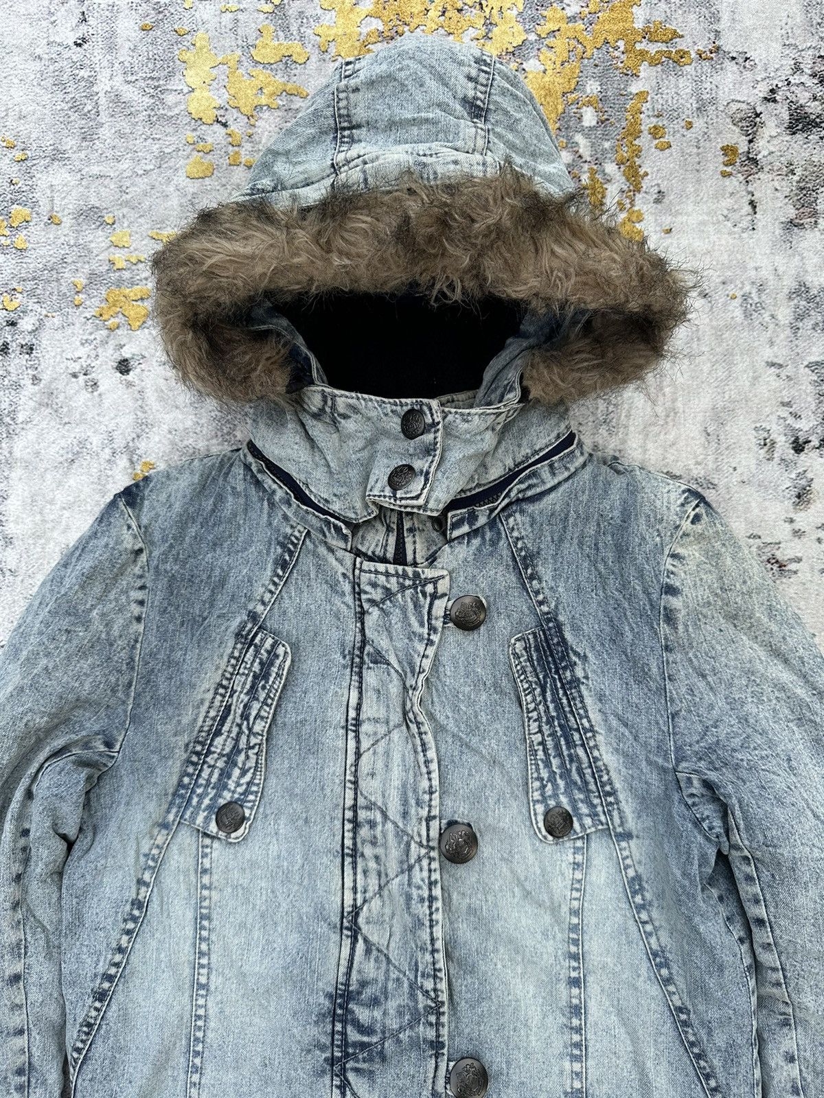 Beauty Beast WASHED DENIM FUR JACKET JAPANESE Style Archive PERSODEA Size US L / EU 52-54 / 3 - 2 Thumbnail