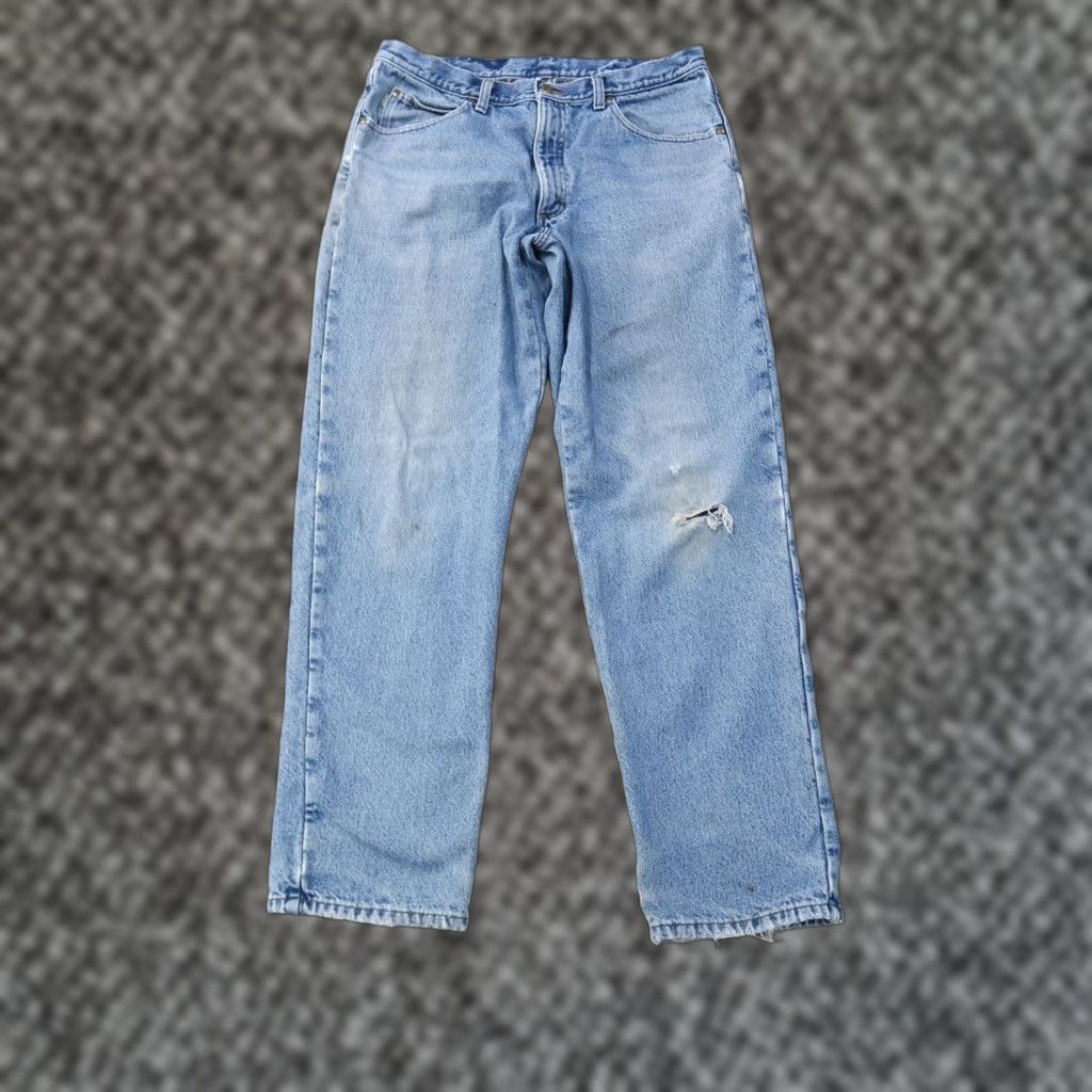 Vintage VINTAGE LL Bean Flannel Lined Jeans Men 35x34 Distressed Denim Blue Size US 35 - 1 Thumbnail