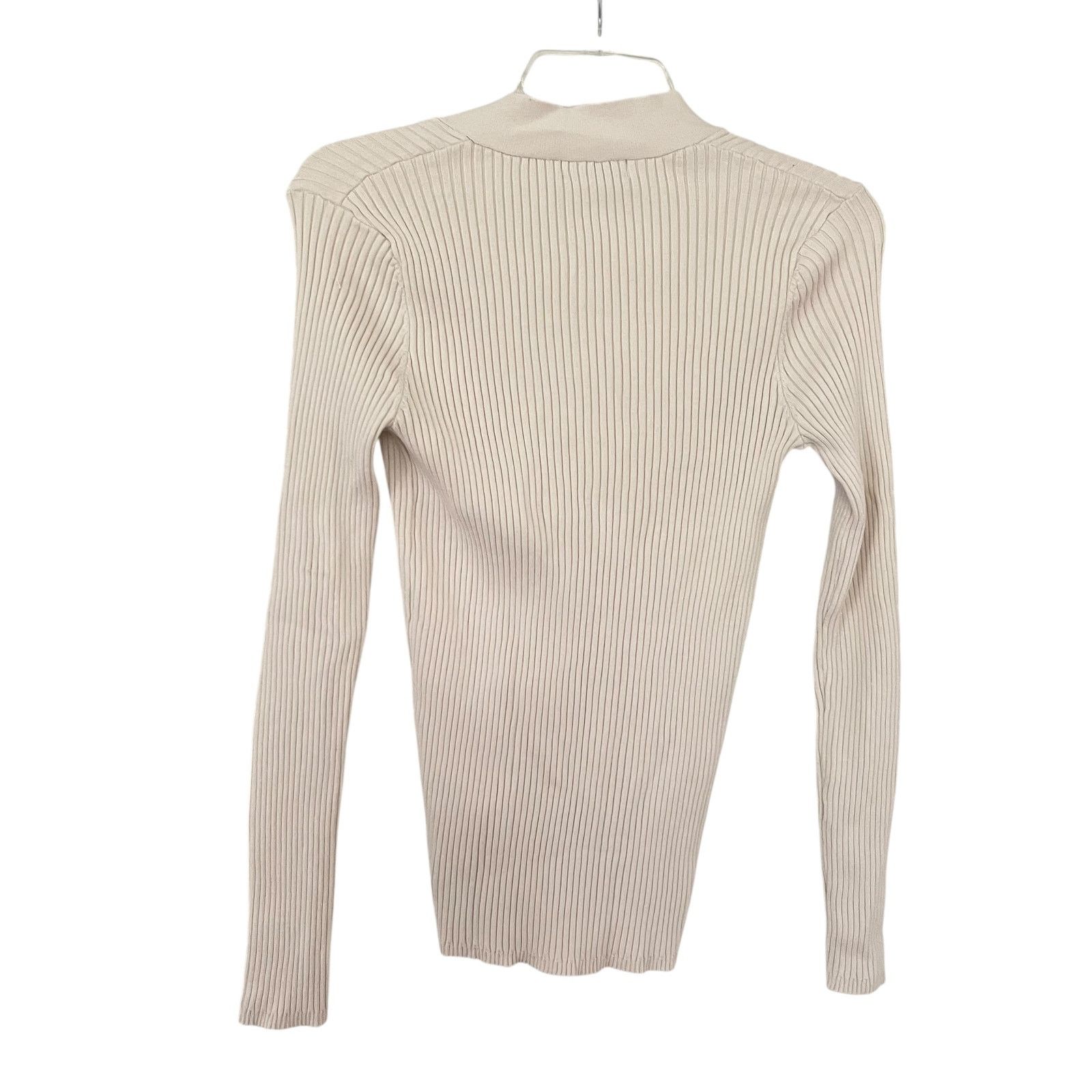 Sandro Sandro Cream Wool Blend Ribbed Knit Cardigan Sweater Size XS / US 0-2 / IT 36-38 - 5 Thumbnail