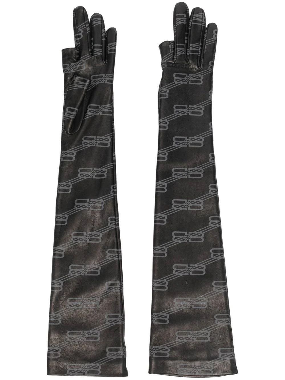 BALENCIAGA　手袋　ウール BB wool-blend gloves in black - Balenciaga | Mytheresa