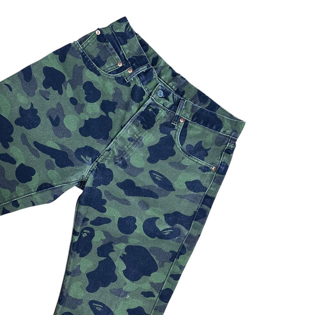 Bape 31" X 32" Bape Levis Green Camo Print Denim Jeans Size US 31 - 4 Thumbnail