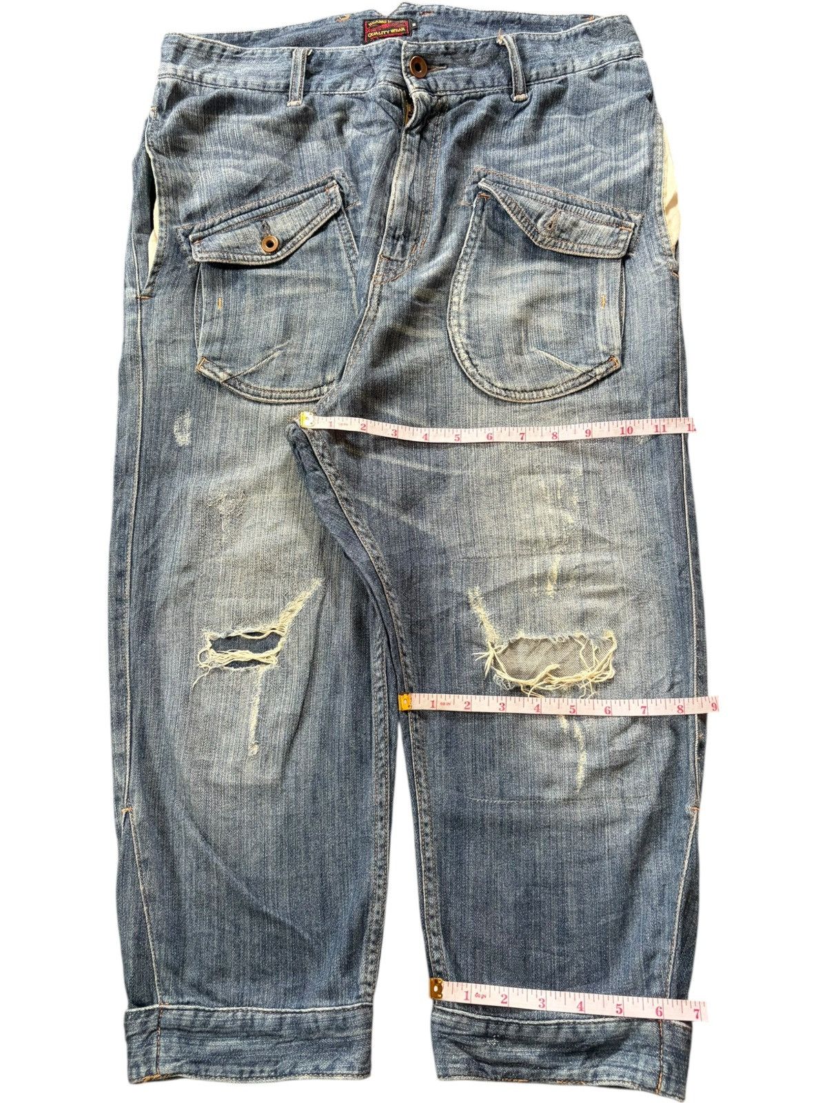 Beauty Beast Vintage Japanese Brand Buckle Back Distress Bush Pant Jeans Size 31" - 8 Thumbnail