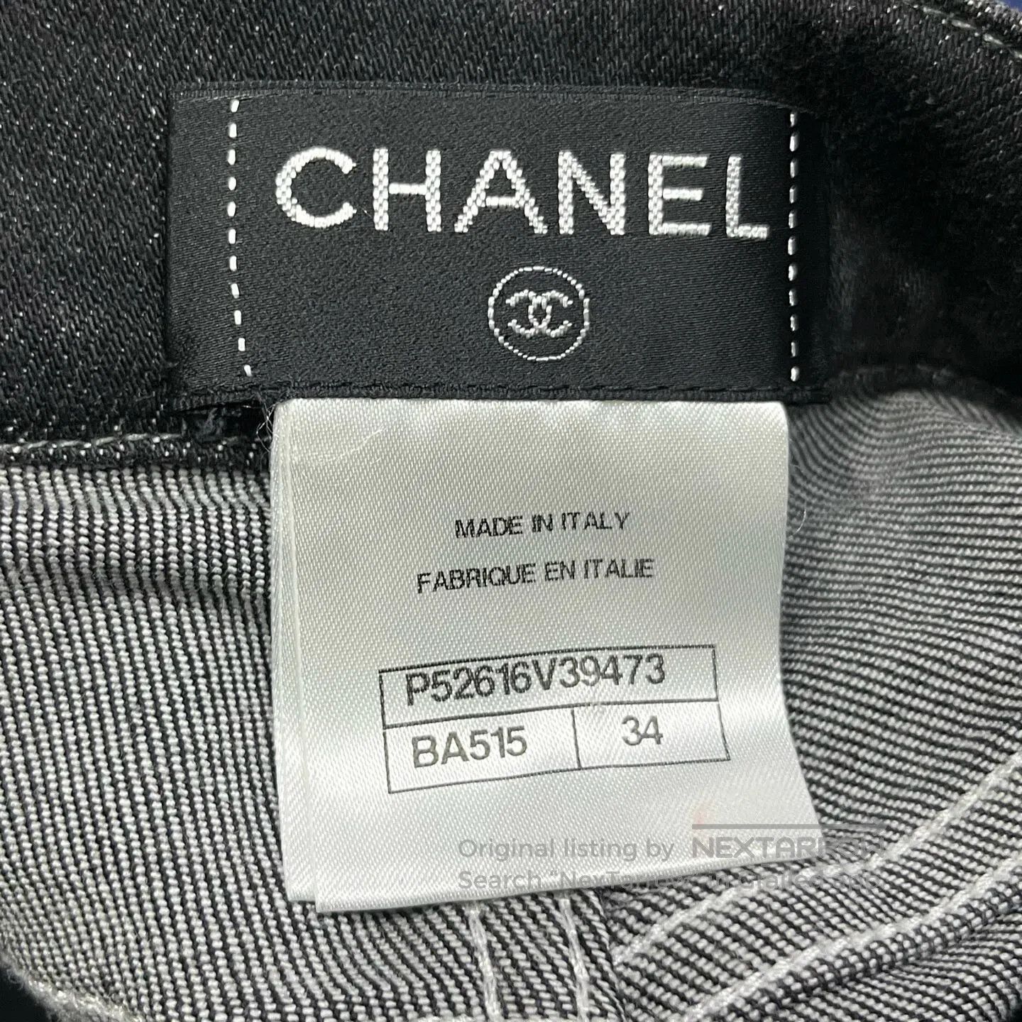 Chanel Chanel size 34 Solid-colored lace-trimmed mid-rise straigh Size 25" / US 0 / IT 36 - 3 Thumbnail