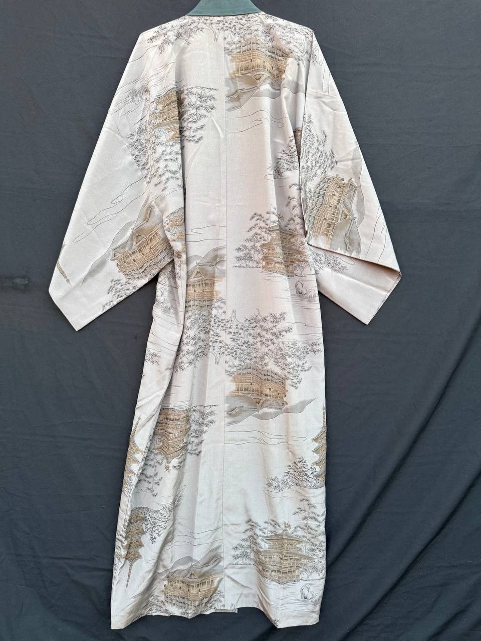 Japanese Brand Vintage Japanese Silk Kimono Pagoda Landscape Size US L / EU 52-54 / 3 - 2 Thumbnail