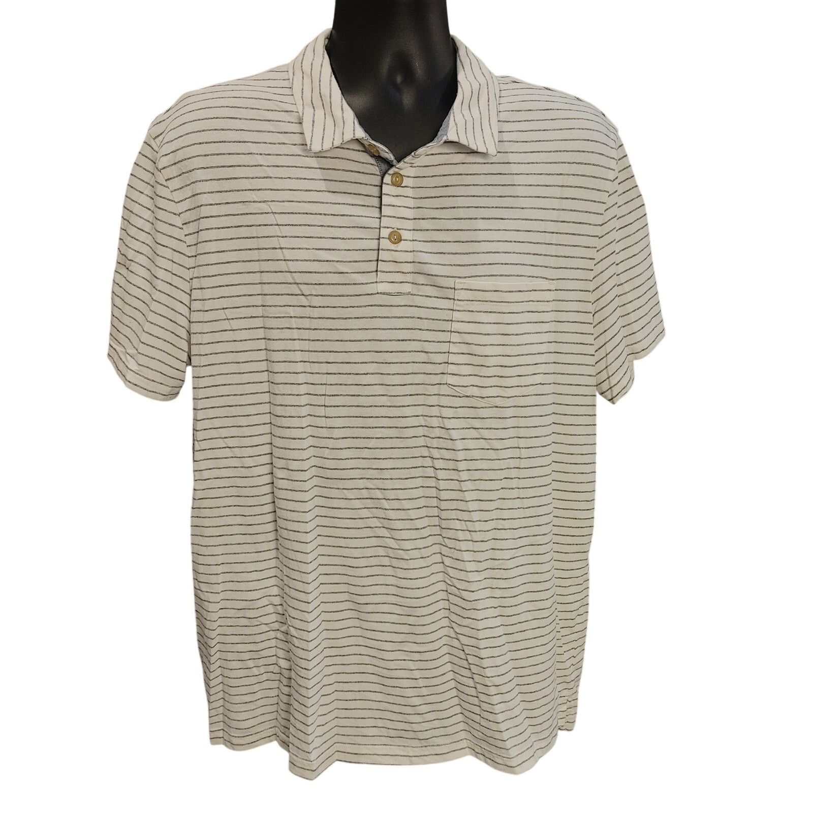 Sonoma Sonoma Men's White/Blue XXL Stripe Short Sleeve Polo Tee Size US XXL / EU 58 / 5 - 1 Thumbnail