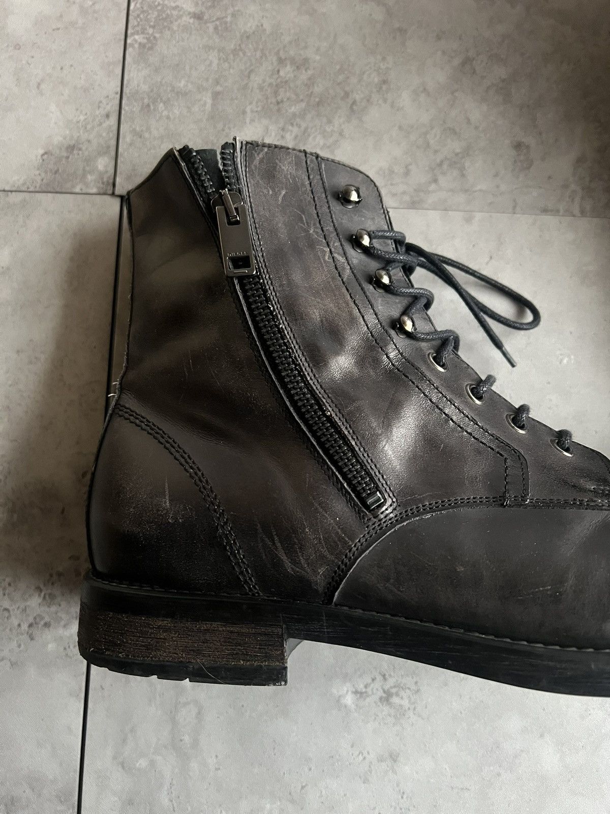 Diesel Diesel Side-Zip Leather Lace Hiking Boots Size US 10 / EU 43 - 3 Thumbnail