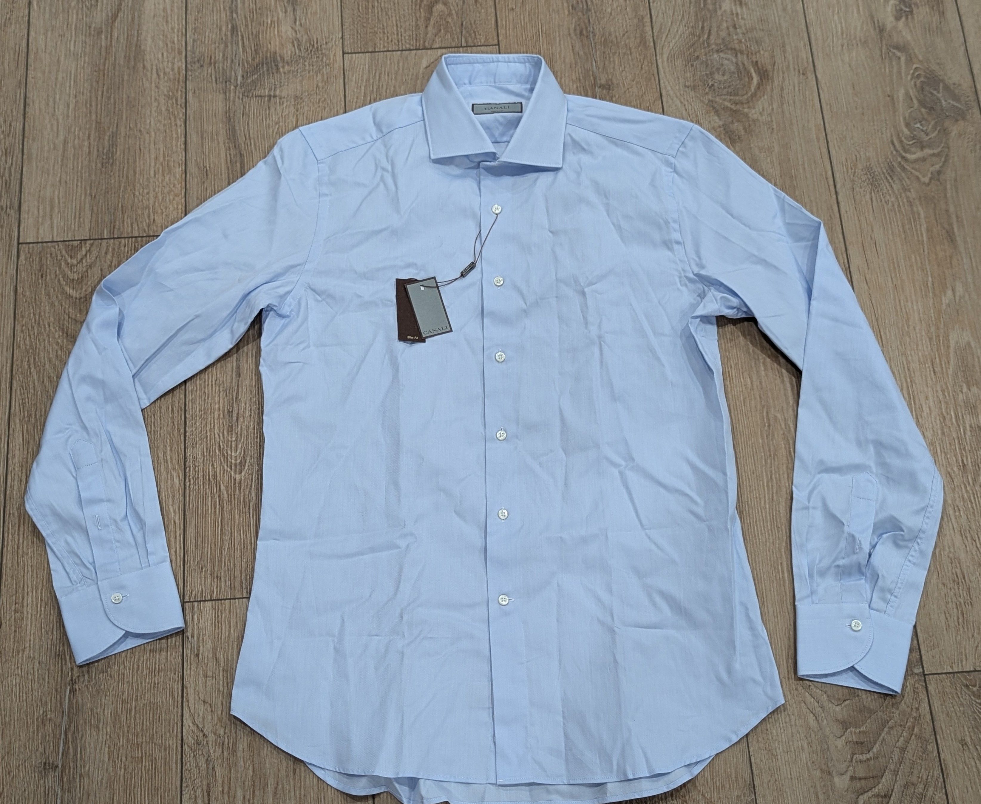 Canali CANALI Textured Cotton Dress Shirt Light Blue 45 US 17.75 Size US XXL / EU 58 / 5 - 1 Thumbnail