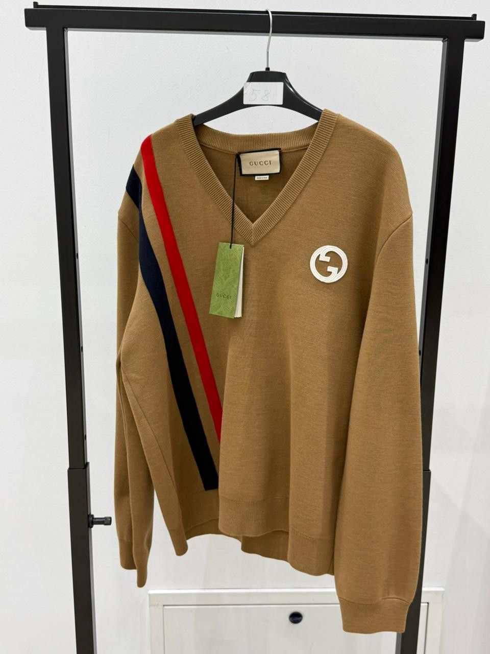 Gucci CC28 Interlocking G V-neck Sweater in Beige Size US XL / EU 56 / 4 - 1 Thumbnail