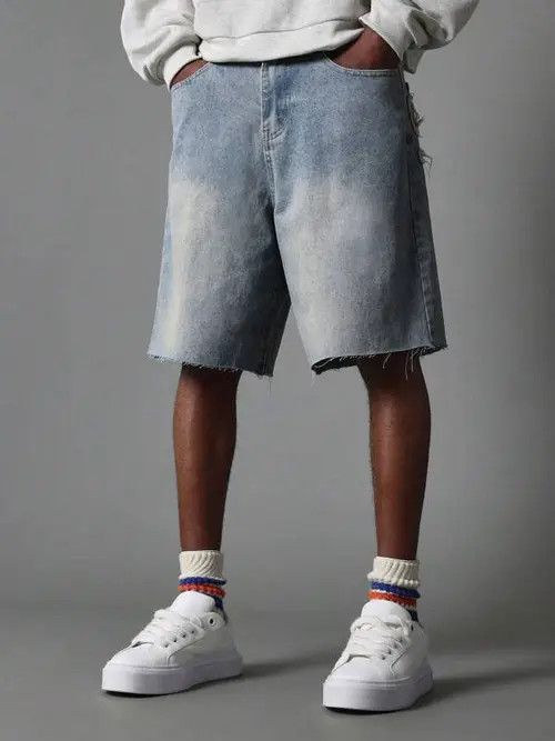 Jean Jeans Denim Shorts Jorts Graphic Drip Size US 30 / EU 46 - 2 Thumbnail