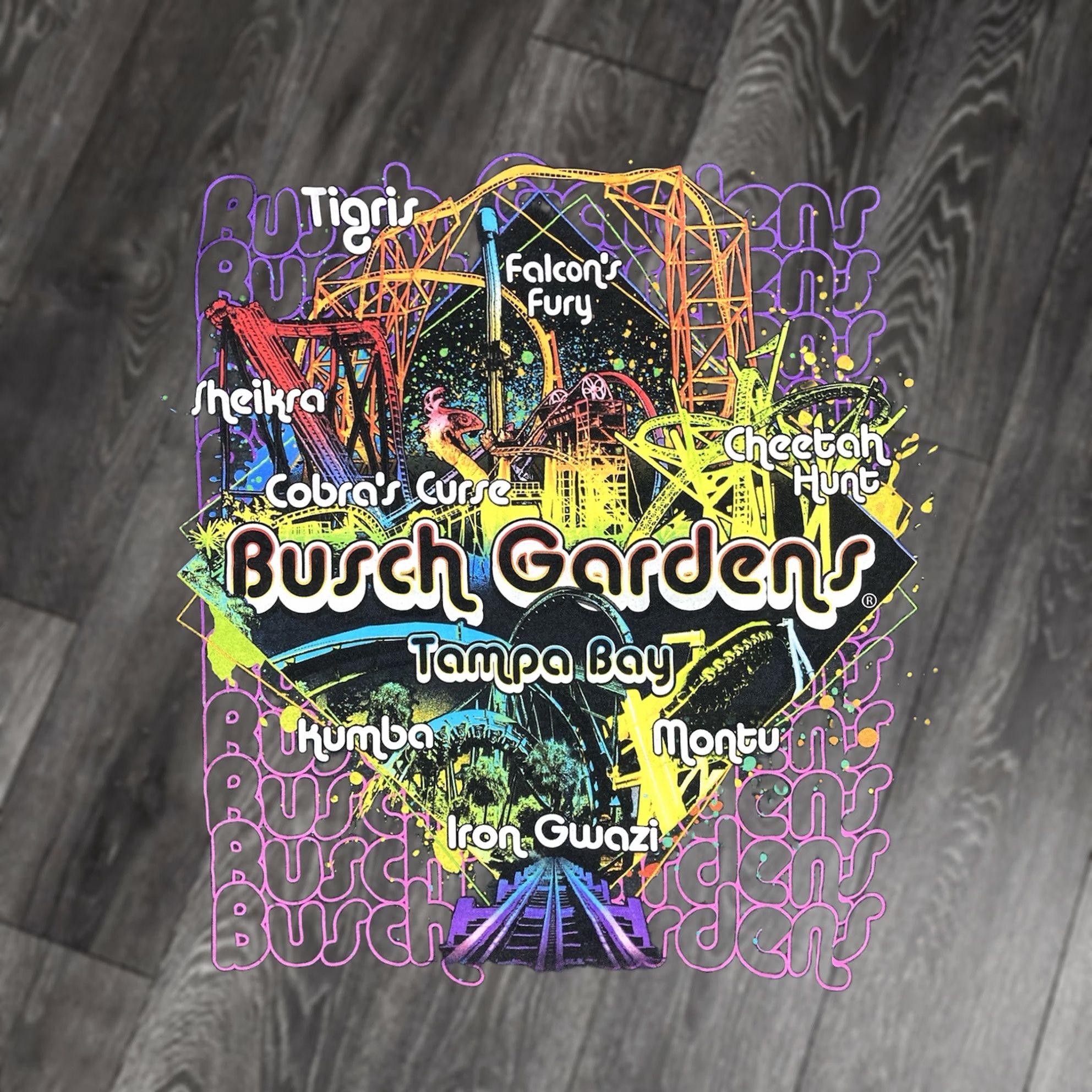 Vintage Busch Gardens Hooded Pullover Graphic Graphic Print Logo Lightweight Crop Hoodie Women Medium Gray Pullover Hoodie? Size M / US 6-8 / IT 42-44 - 1 Thumbnail