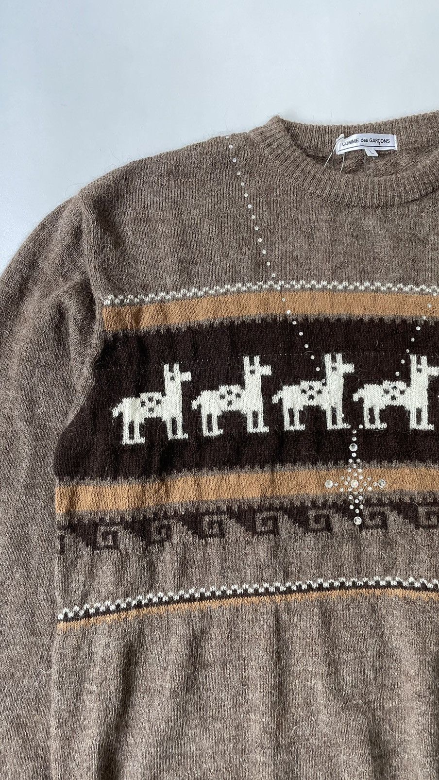 Comme des Garcons A/W 08 Crystal Chain Nordic Sweater Size US L / EU 52-54 / 3 - 3 Thumbnail