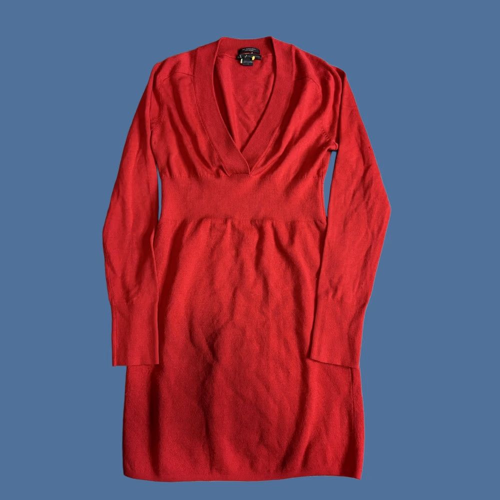 Armani Exchange Armani Exchange Sweater Dress Womens L Red Merino Wool V-Neck Long Sleeve Knit Short Dress Adult Womens Size L / US 10 / IT 46 - 1 Thumbnail