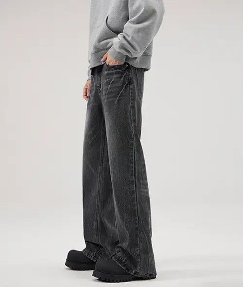 Japanese Brand × Jean Pants Lightning pattern cleanfit wide-leg flared jeans Size US 34 / EU 50 - 4 Thumbnail
