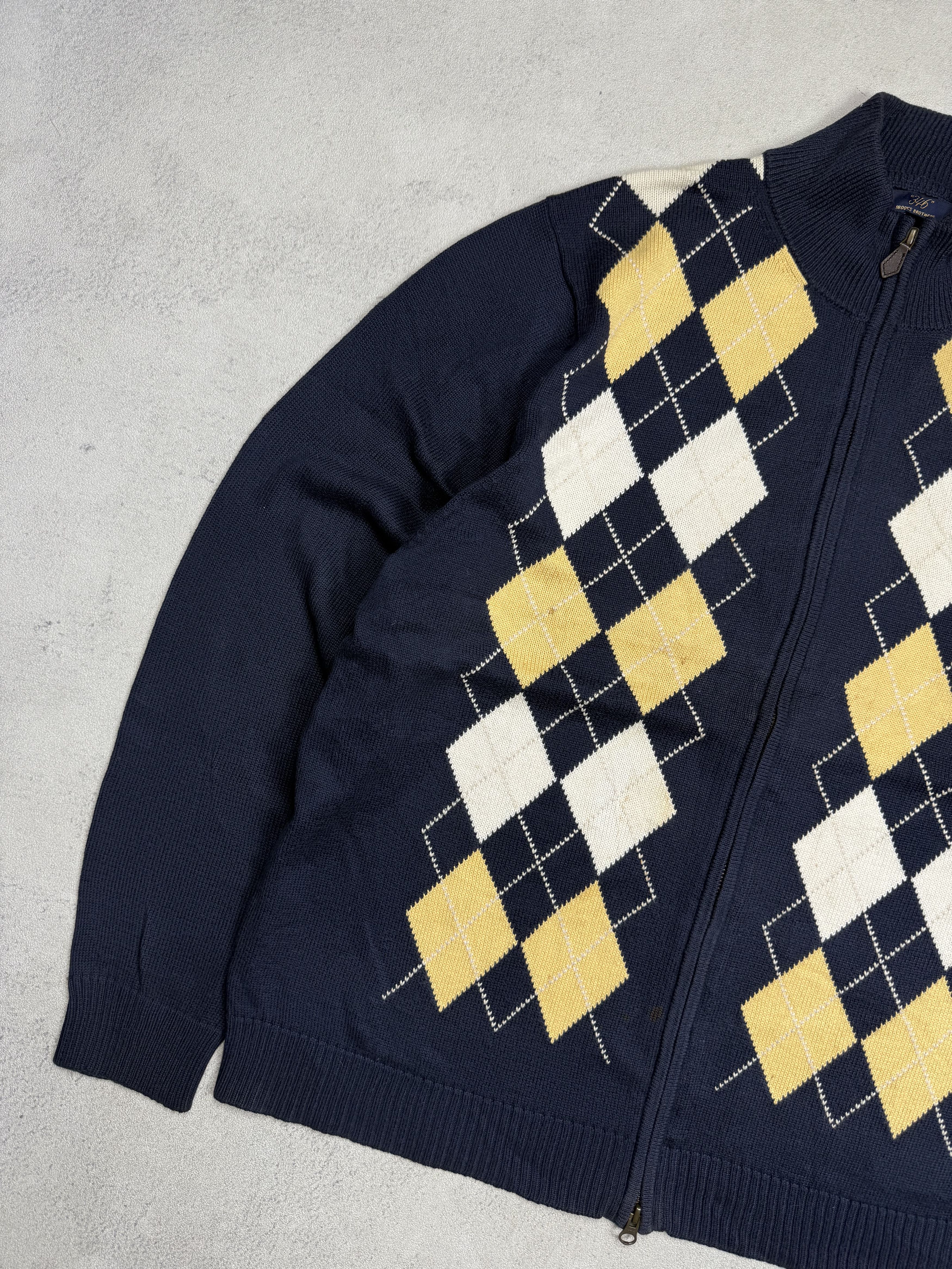 Brooks Brothers Brook Brothers Argyle Zip-Up Knit Cardigan Retro Preppy Size US L / EU 52-54 / 3 - 4 Thumbnail