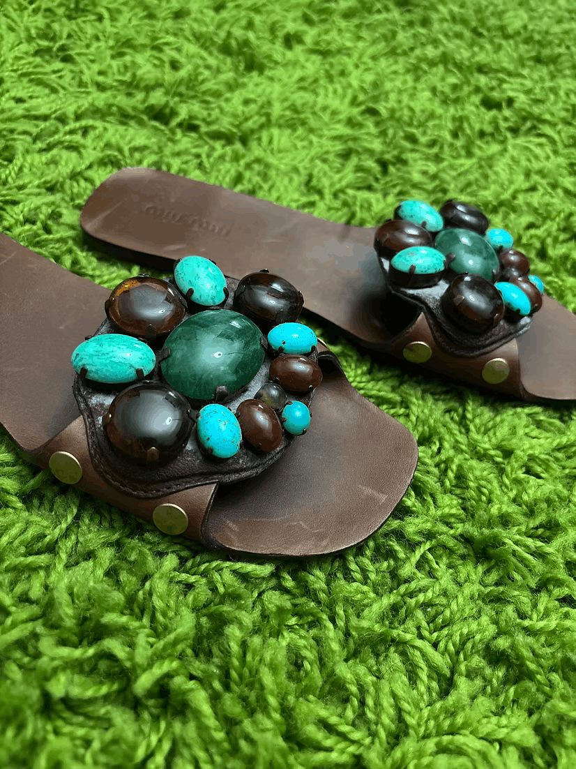 Miu Miu SS2005 Jewel Embellished Sandals Size US 6.5 / IT 36.5 - 3 Thumbnail