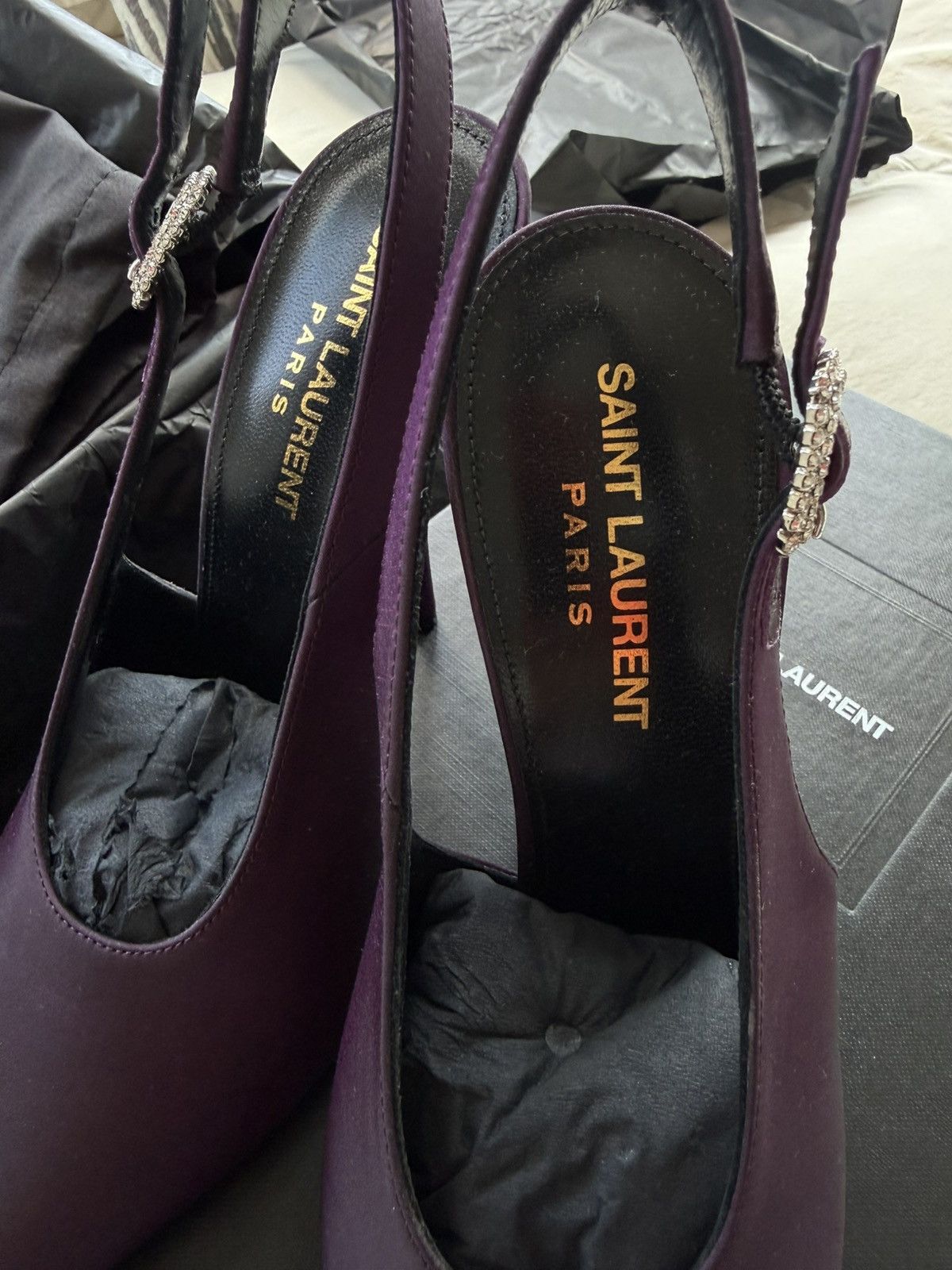 Yves Saint Laurent YSL Saint Laurent Yasmeen Satin Pump Prune Size US 7 / IT 37 - 3 Thumbnail