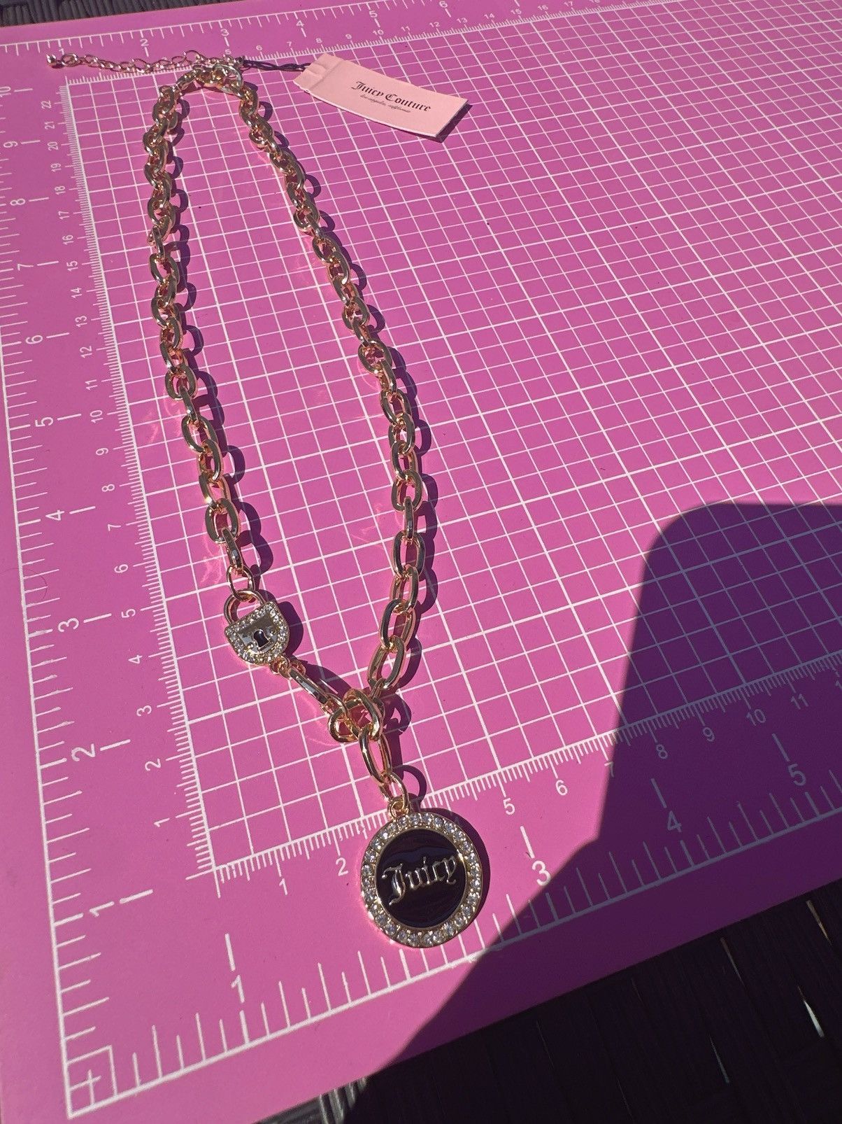 Juicy Couture Juicy Couture gold chain black charm logo diamonds paved Size ONE SIZE - 6 Thumbnail