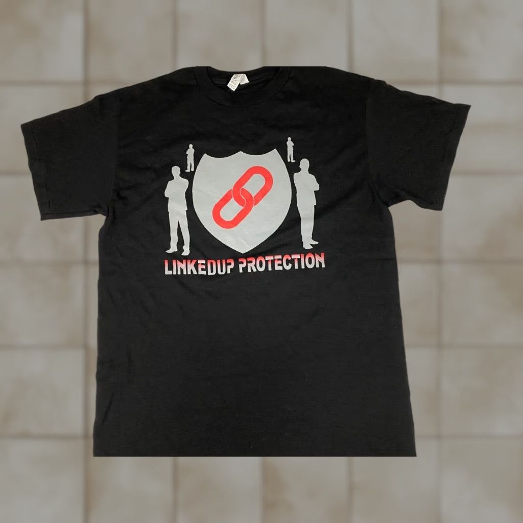 Vintage Linkedup MEns shirt Medium black protection T-Shirt Alstyle Logo Crew Neck Short Sleeve Cotton Men Regular Halloween Sports 2000s? Size US M / EU 48-50 / 2 - 1 Thumbnail