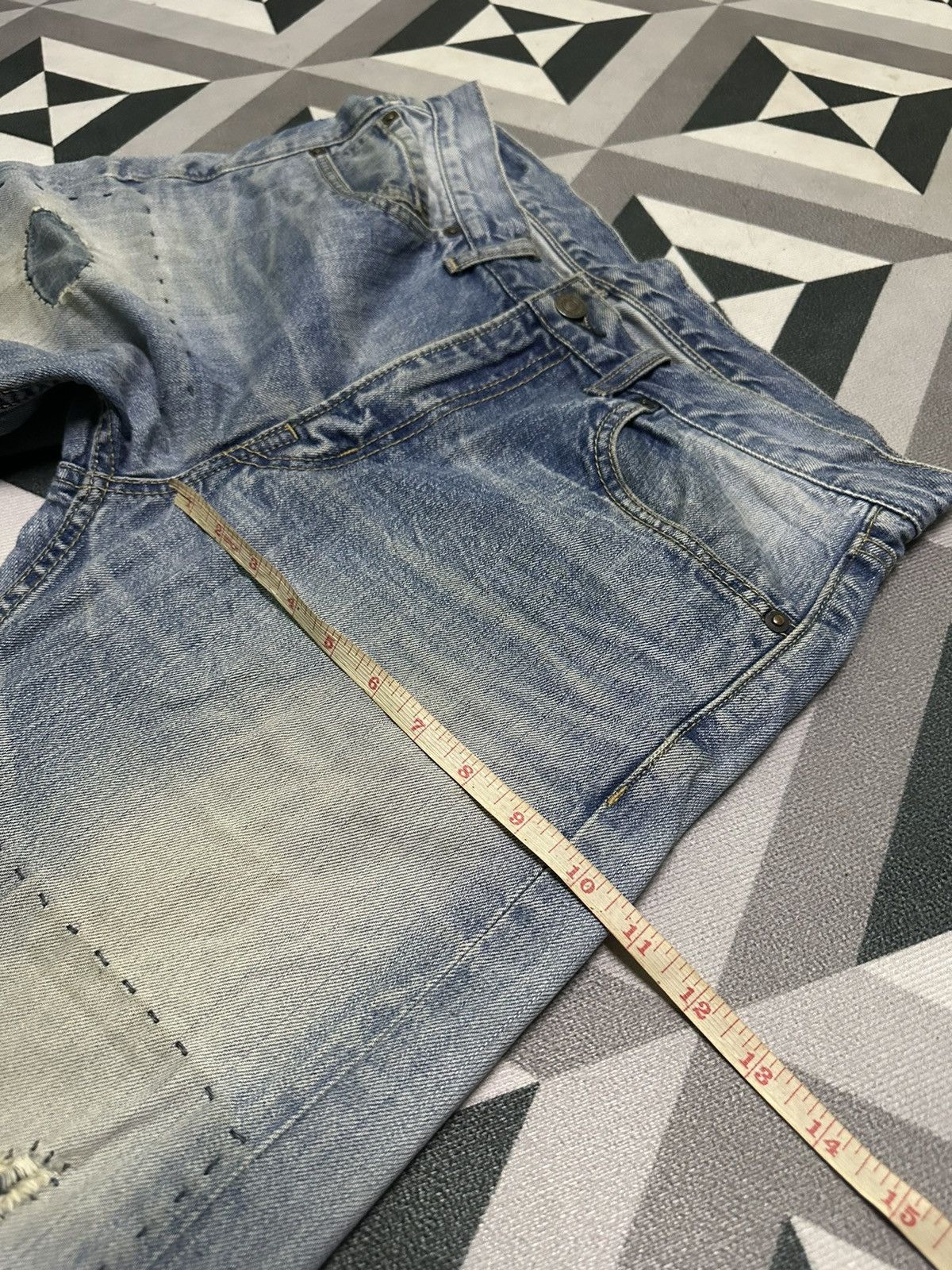 Blue Blue Japan H.R market blue blue sashiko boro blue denim jeans Size US 32 / EU 48 - 14 Thumbnail